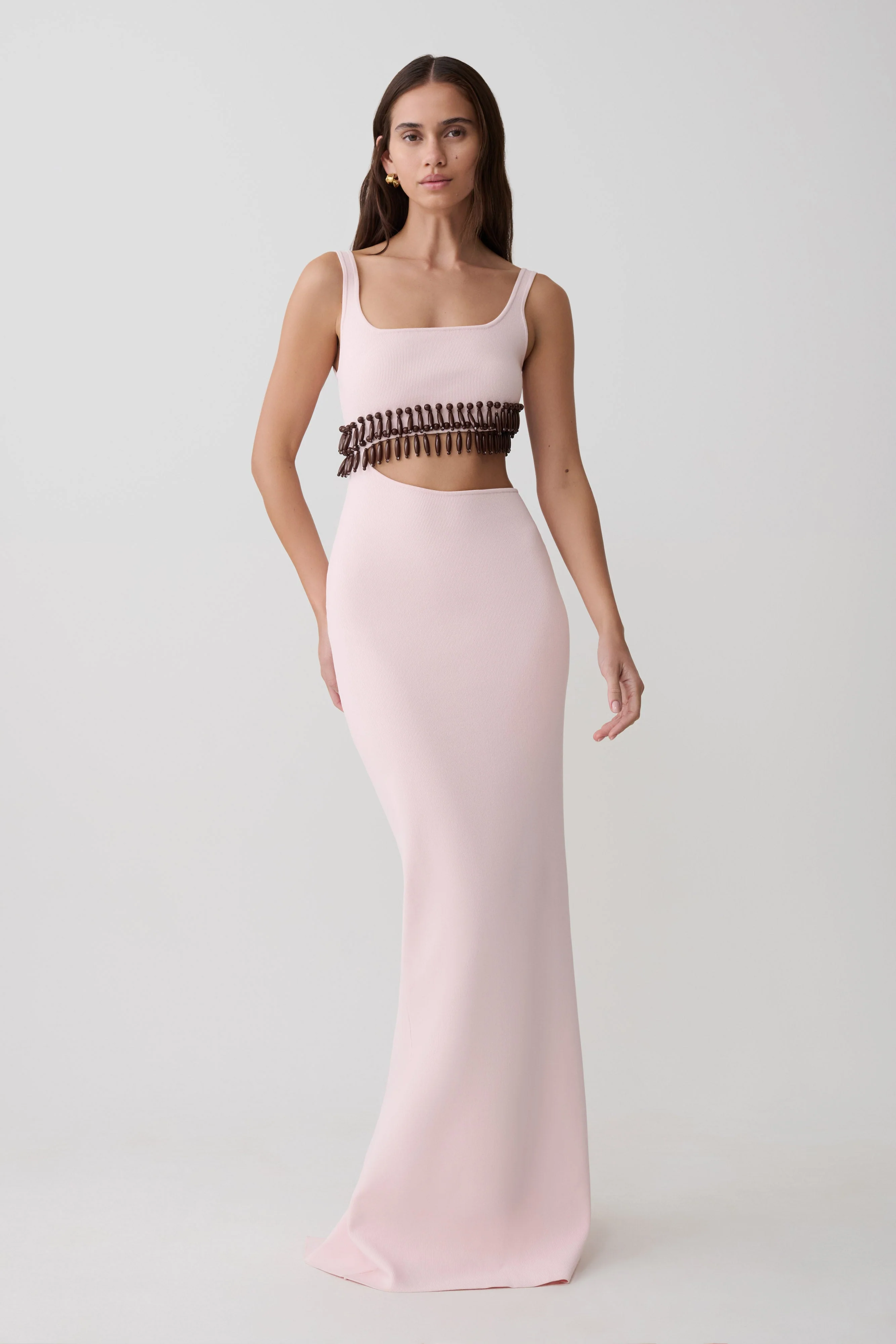 Ruvic Knit Maxi Beaded Dress - Baby Pink - Image 5