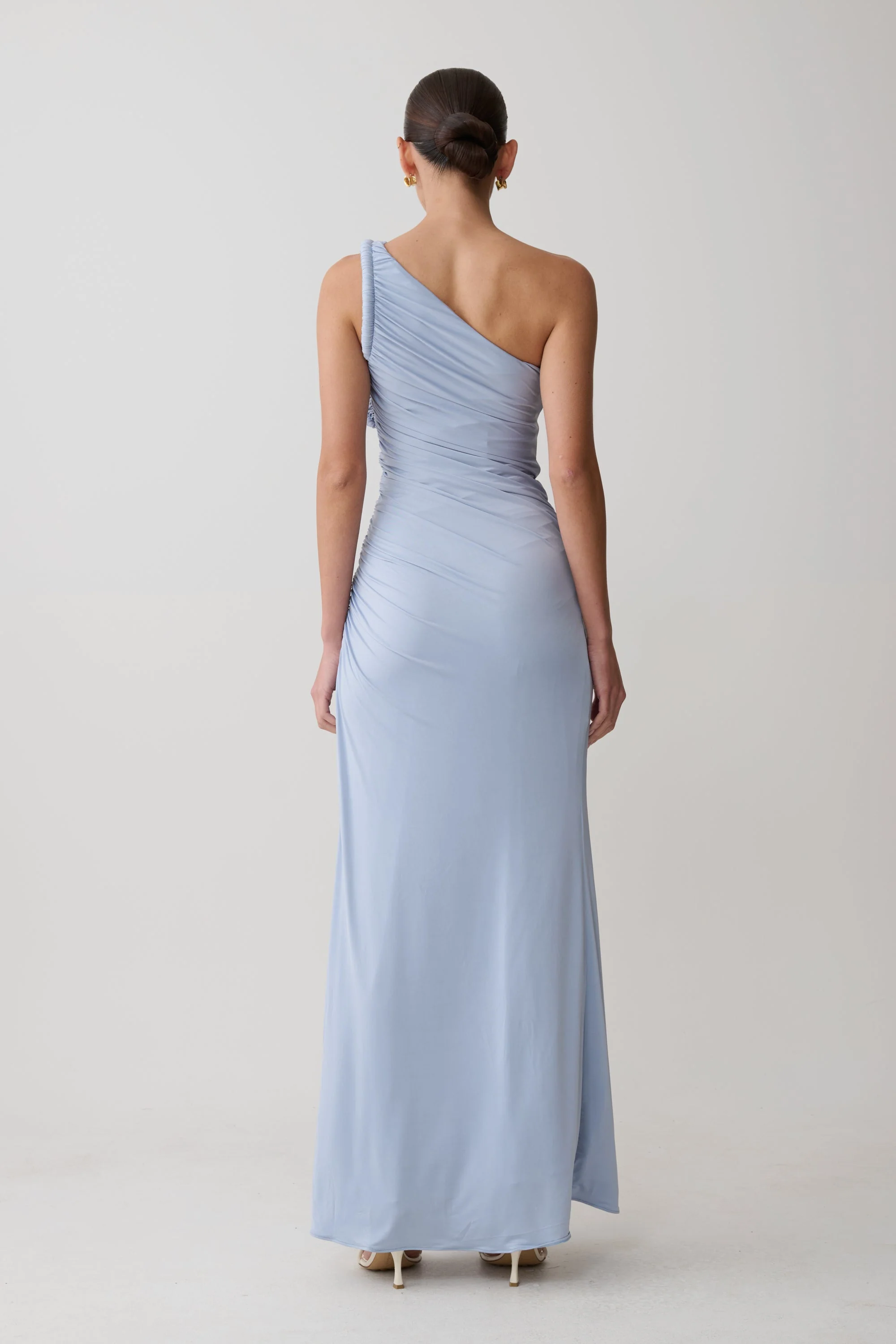 Ryn Twisted One Shoulder Maxi Dress - Sky Blue - Image 2