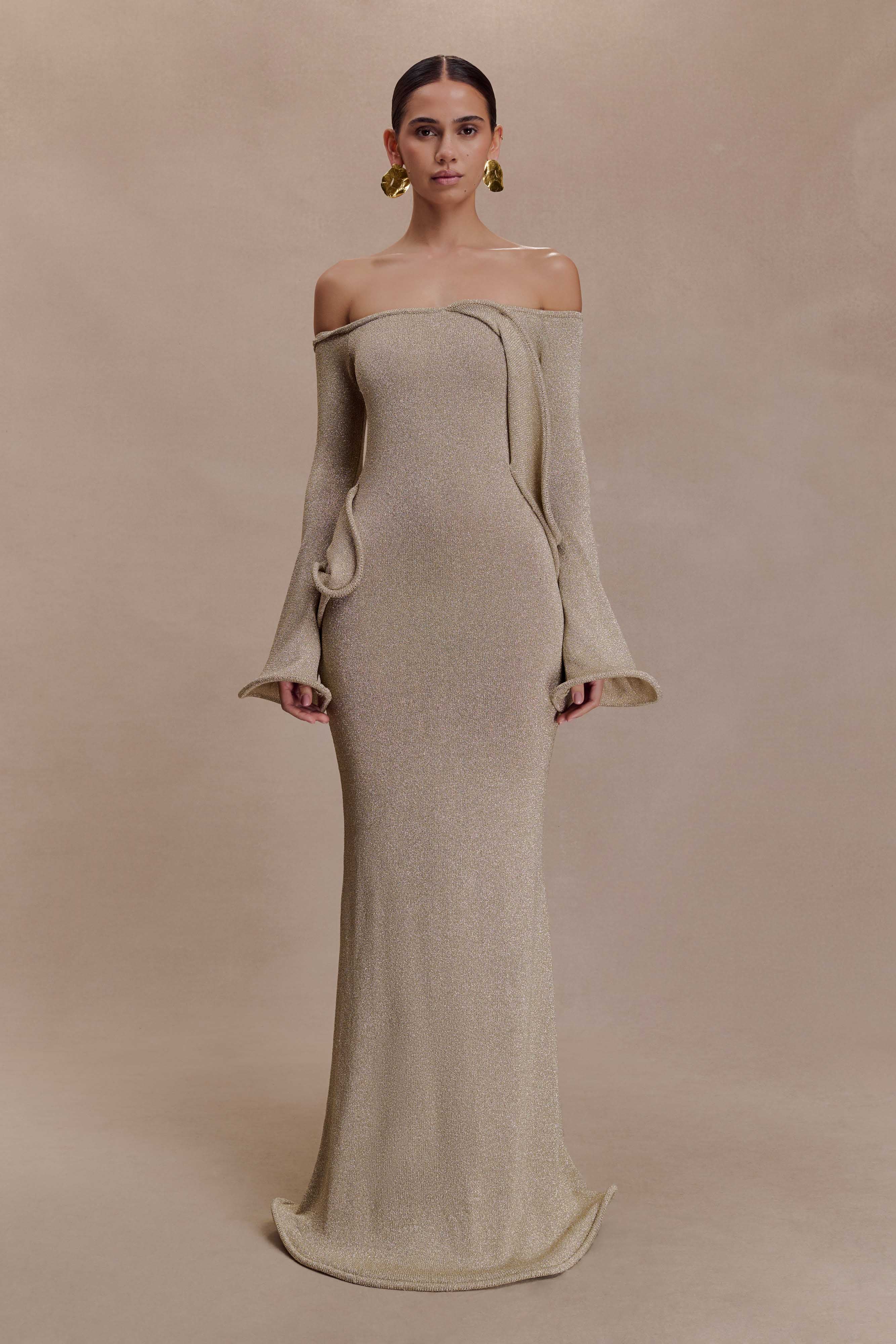 Sandrine Lurex Knit Maxi Dress - Gold - Image 4