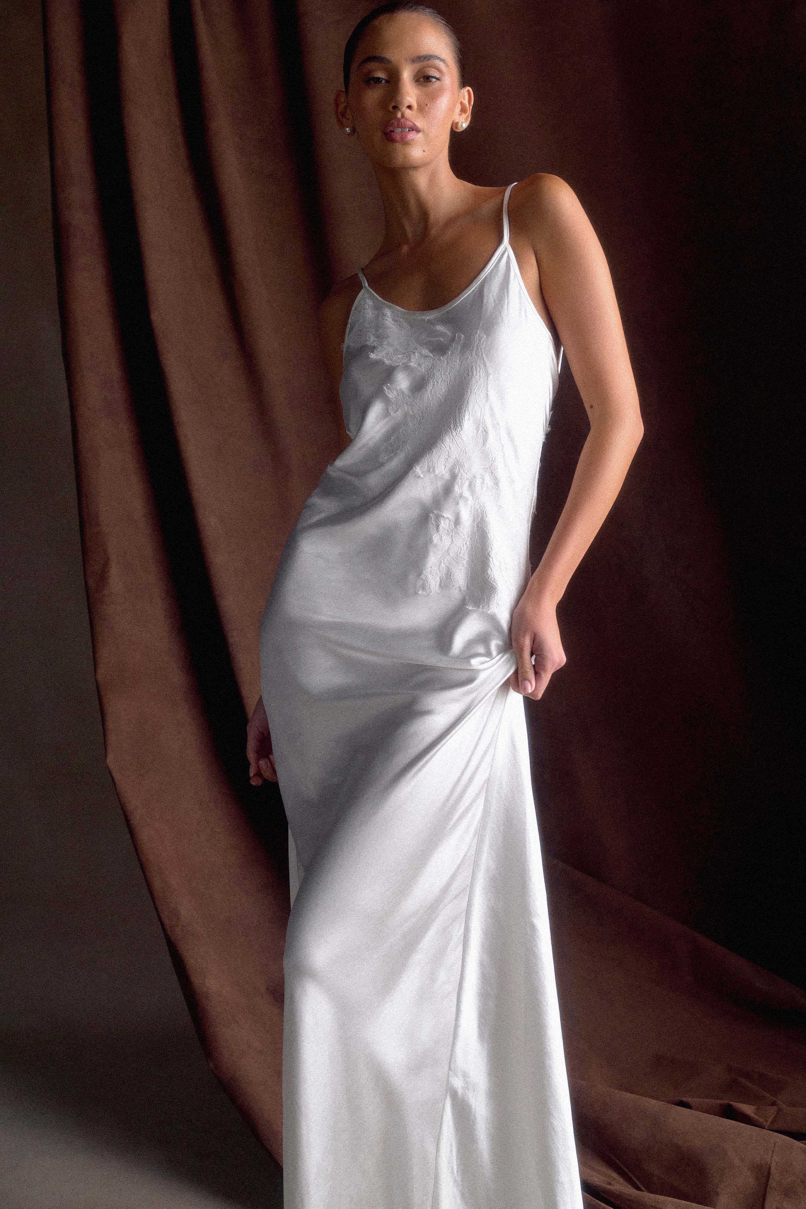 Saylor Satin Slip Maxi Dress - Ivory - Image 3