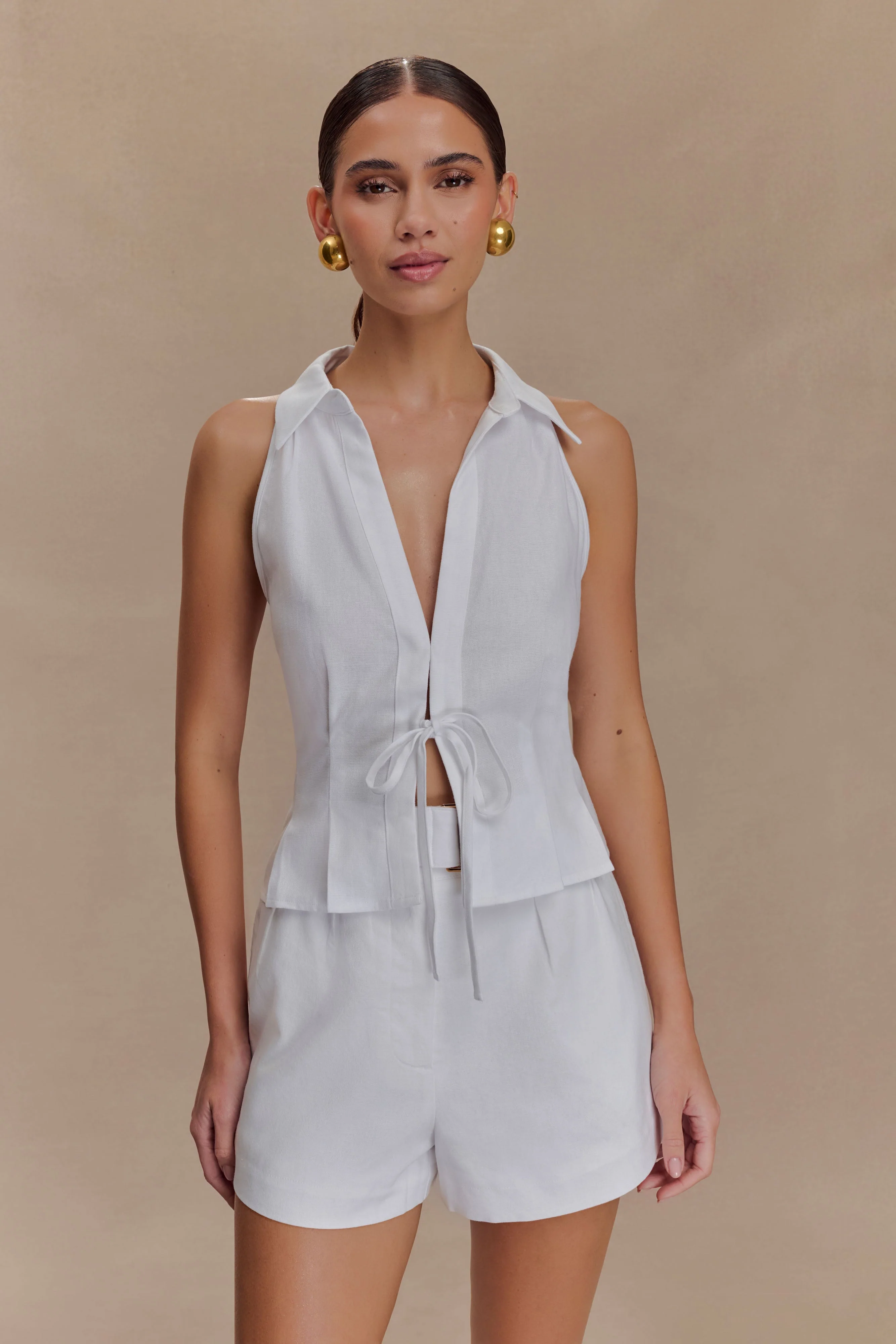 Scout Linen Belted Shorts - White - Image 4