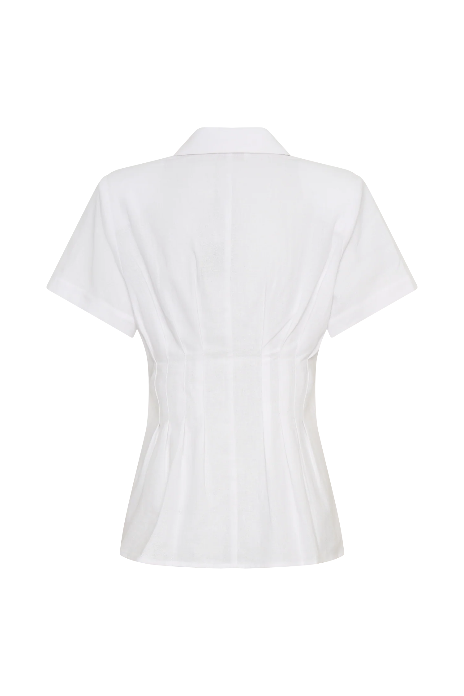 Selma Short Sleeve Linen Shirt - White - Image 6