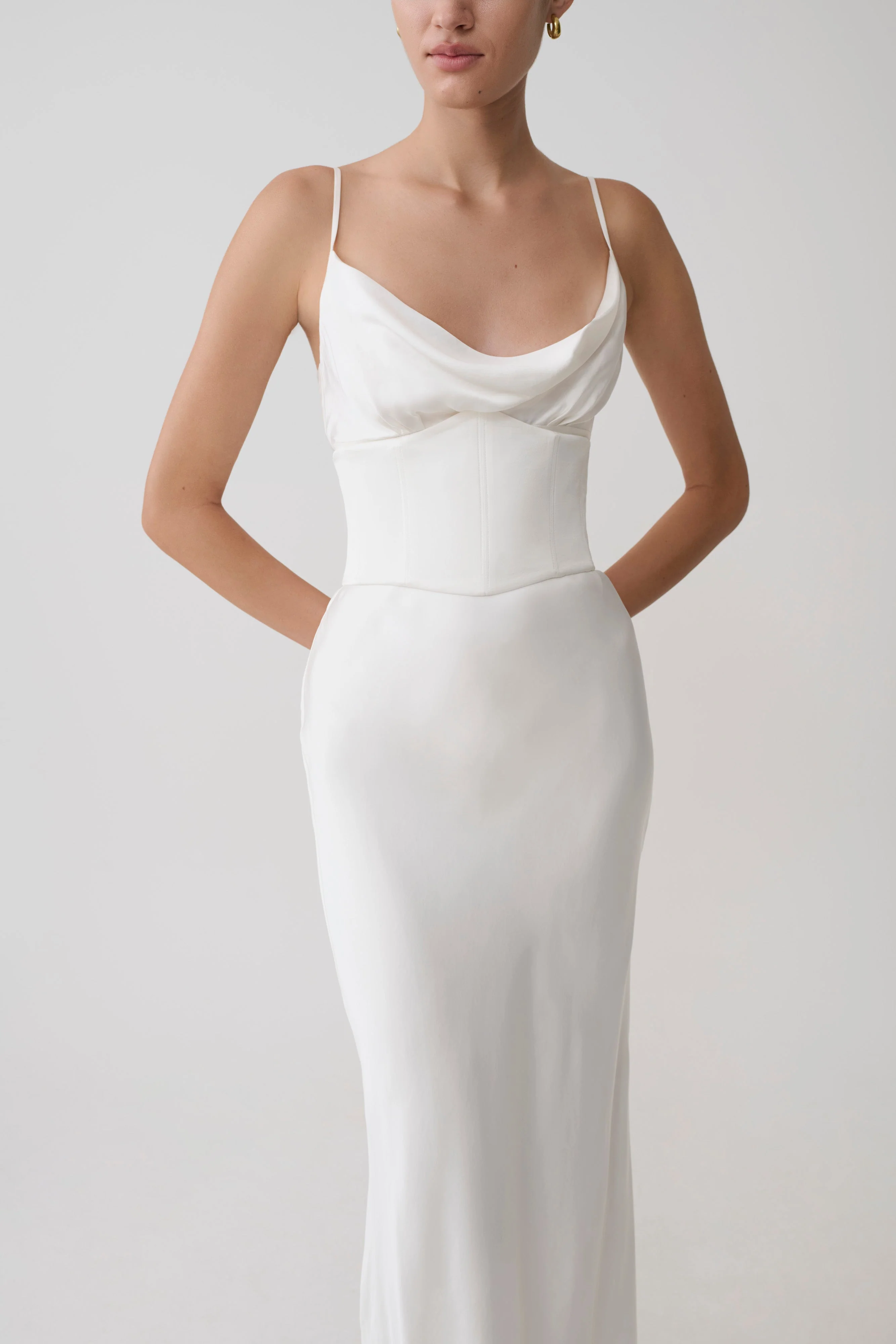 Seraphine Corset Satin Maxi Dress - Ivory - Image 3
