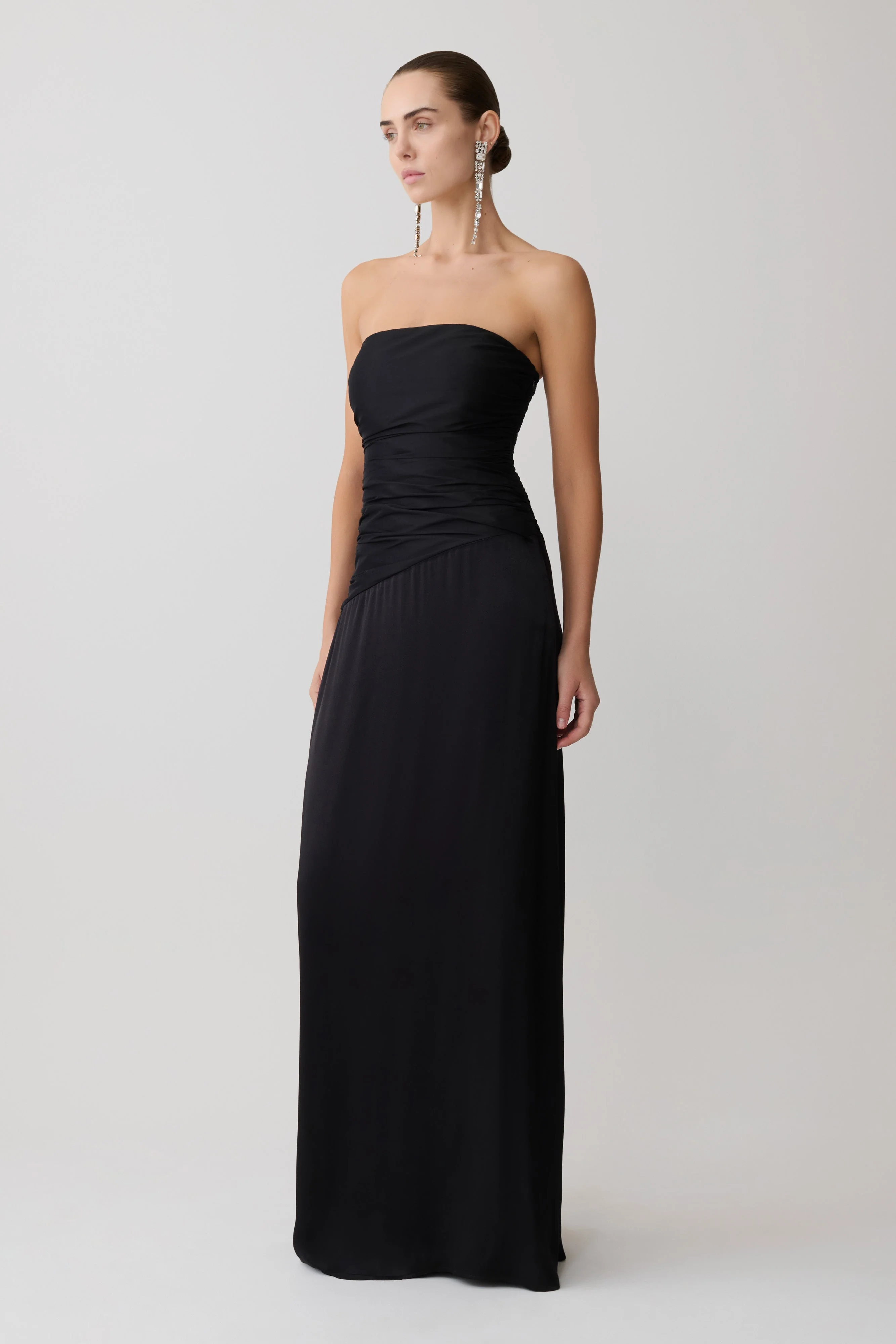 Serena Strapless Taffeta Maxi Dress - Black - Image 2