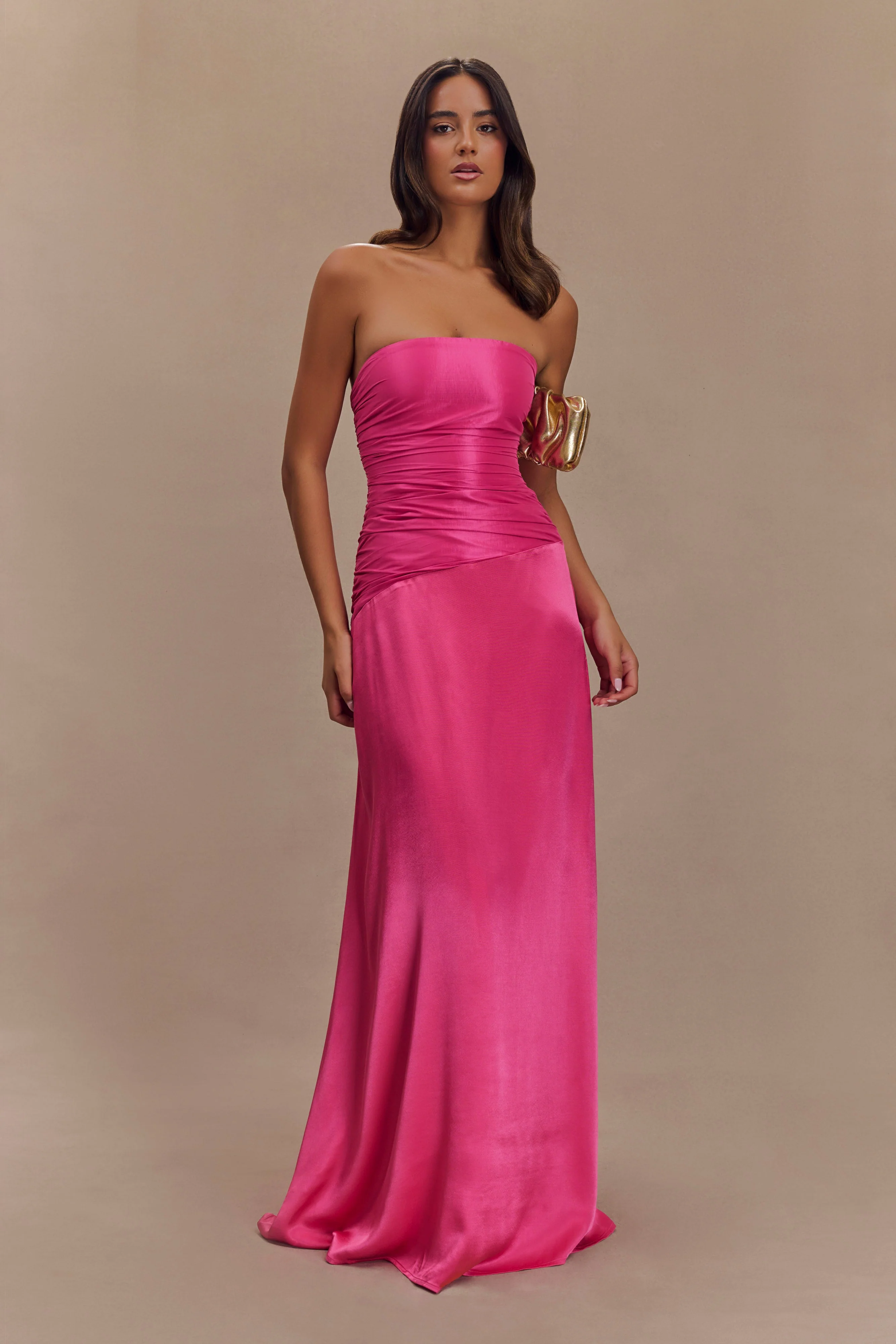 Serena Strapless Taffeta Maxi Dress - Crimson Pink - Image 5