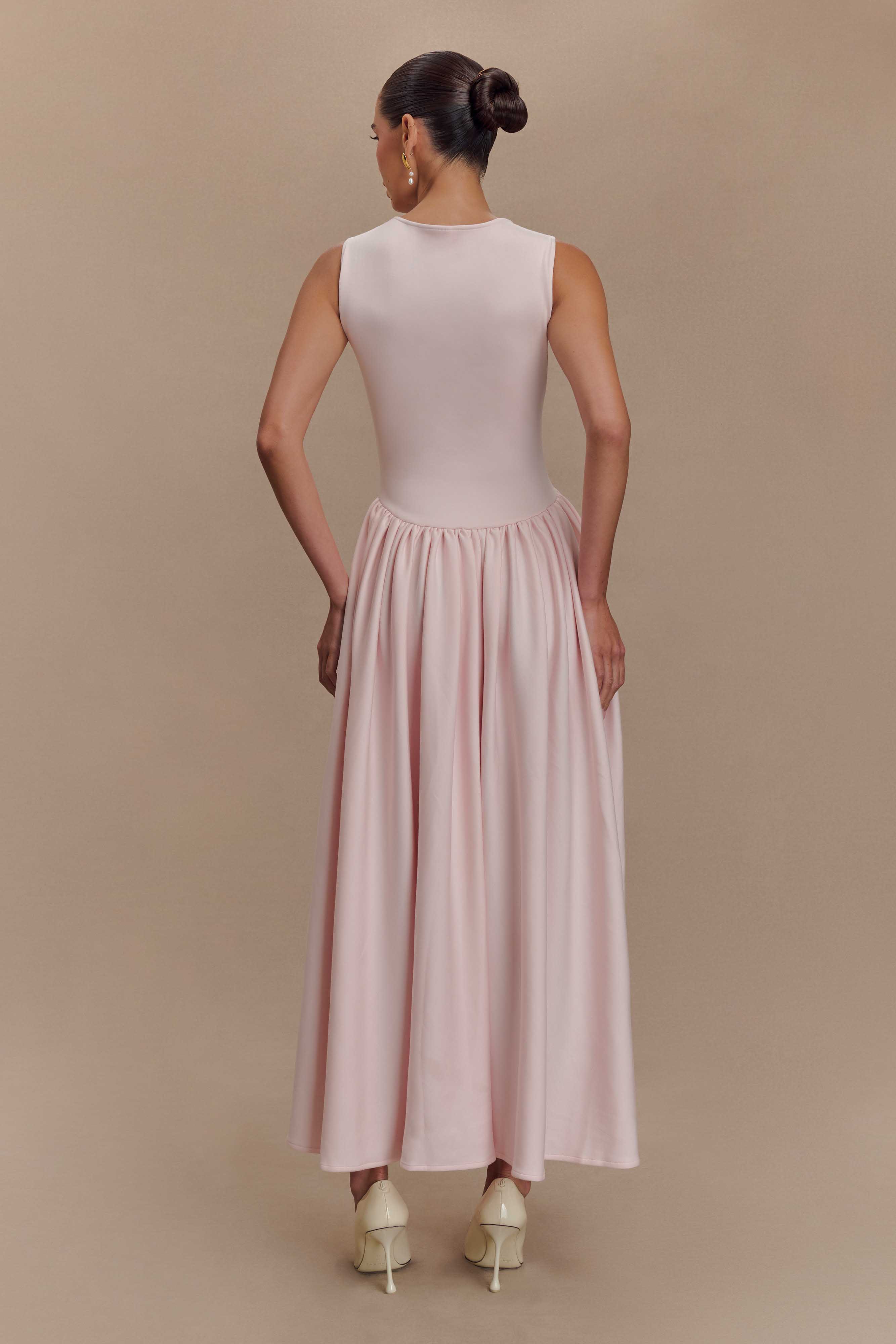 Sharon Scuba Jersey Midi Dress - Ballet Pink - Image 3