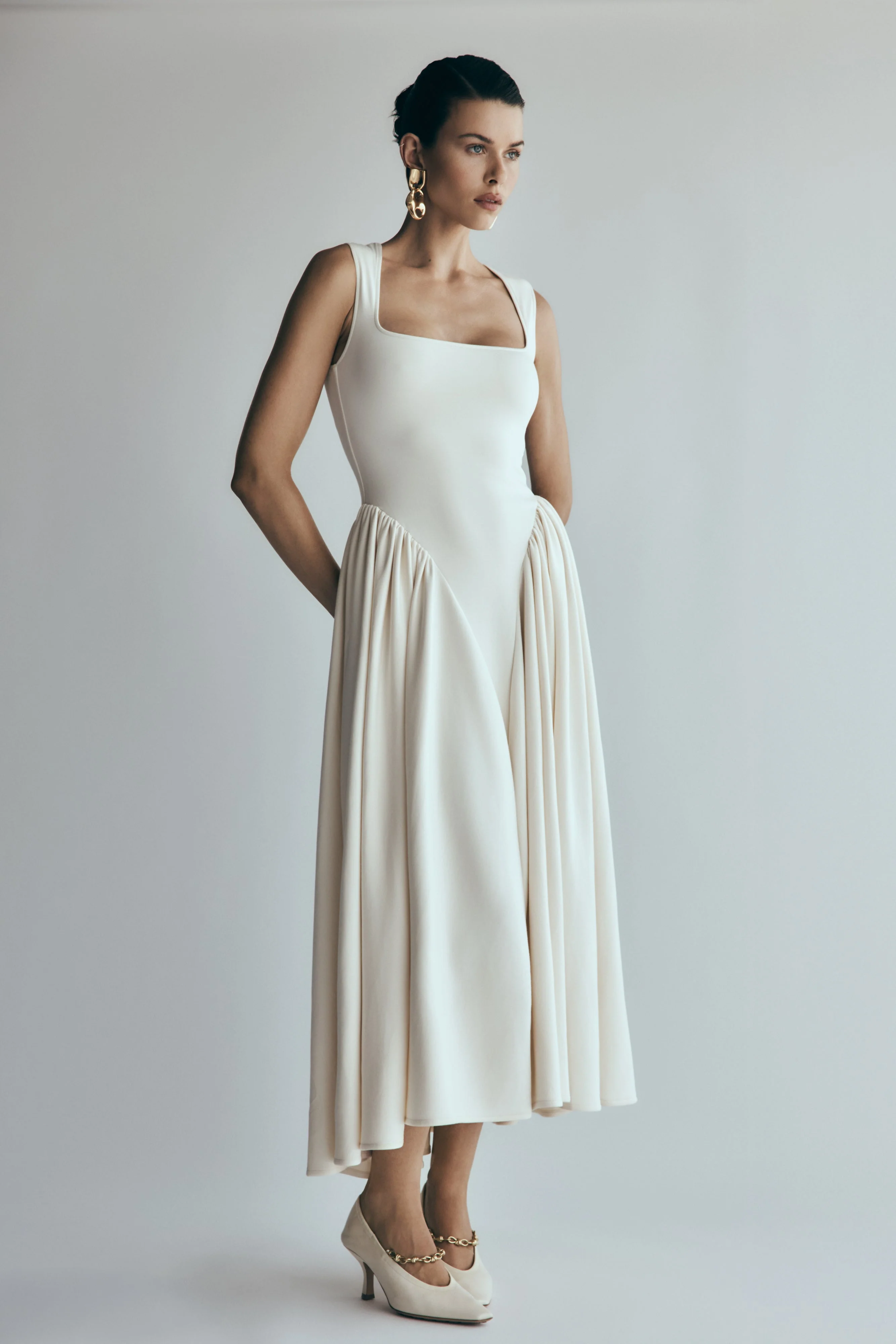 Sharon Scuba Jersey Midi Dress - Ivory - Image 7