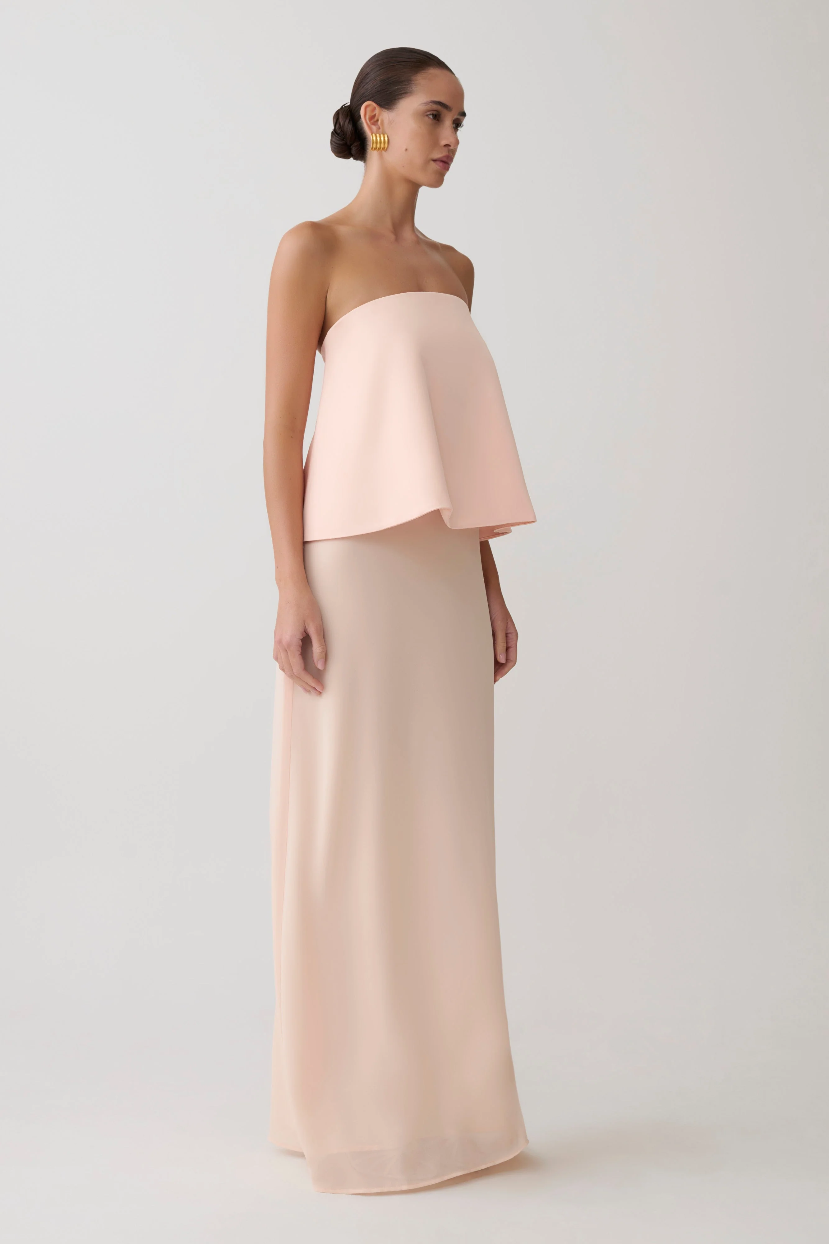 Sophia Satin Strapless Maxi Dress - Peach - Image 4