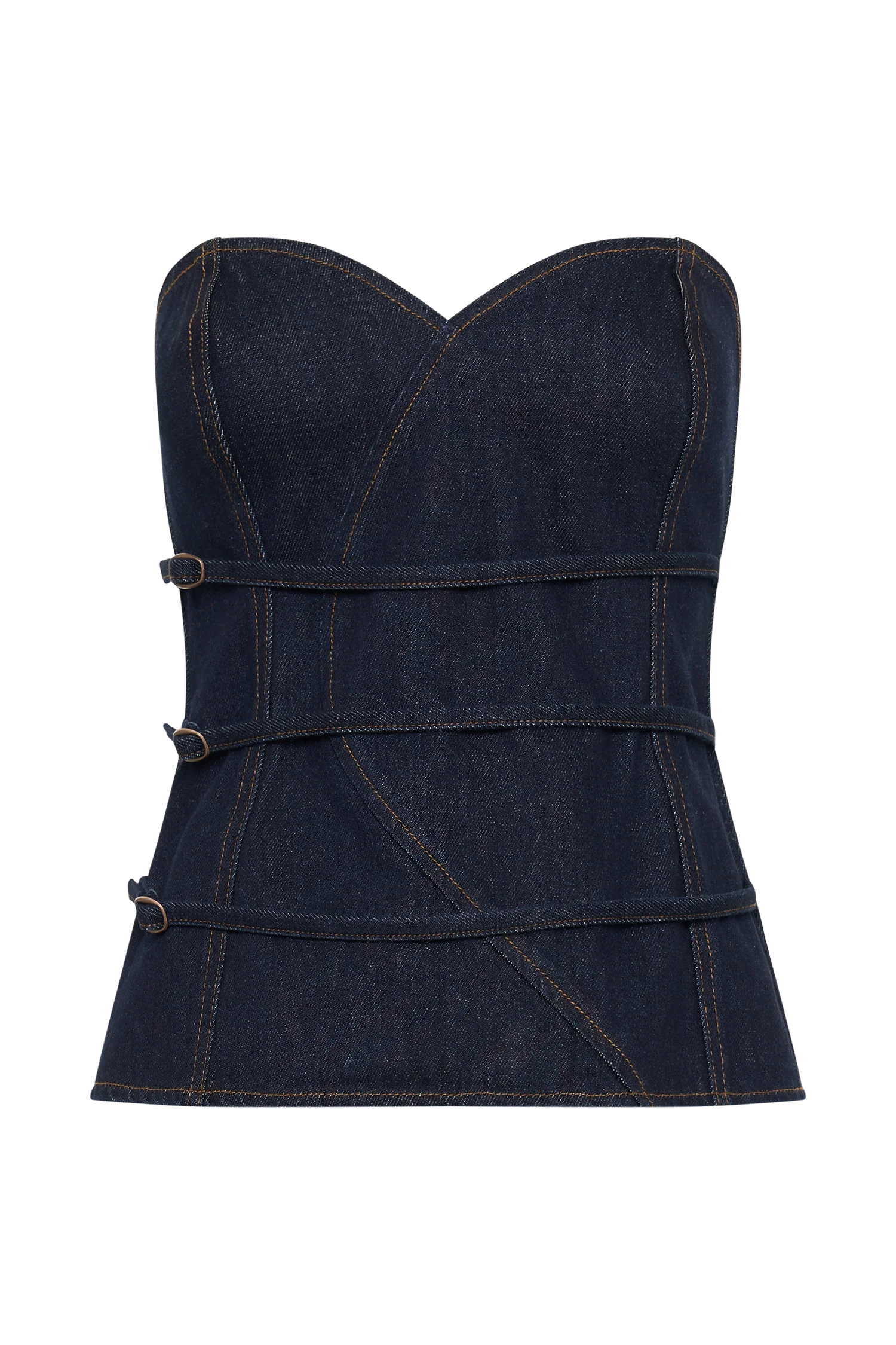 Sylas Strapless Buckle Denim Top - Indigo Blue - Image 11