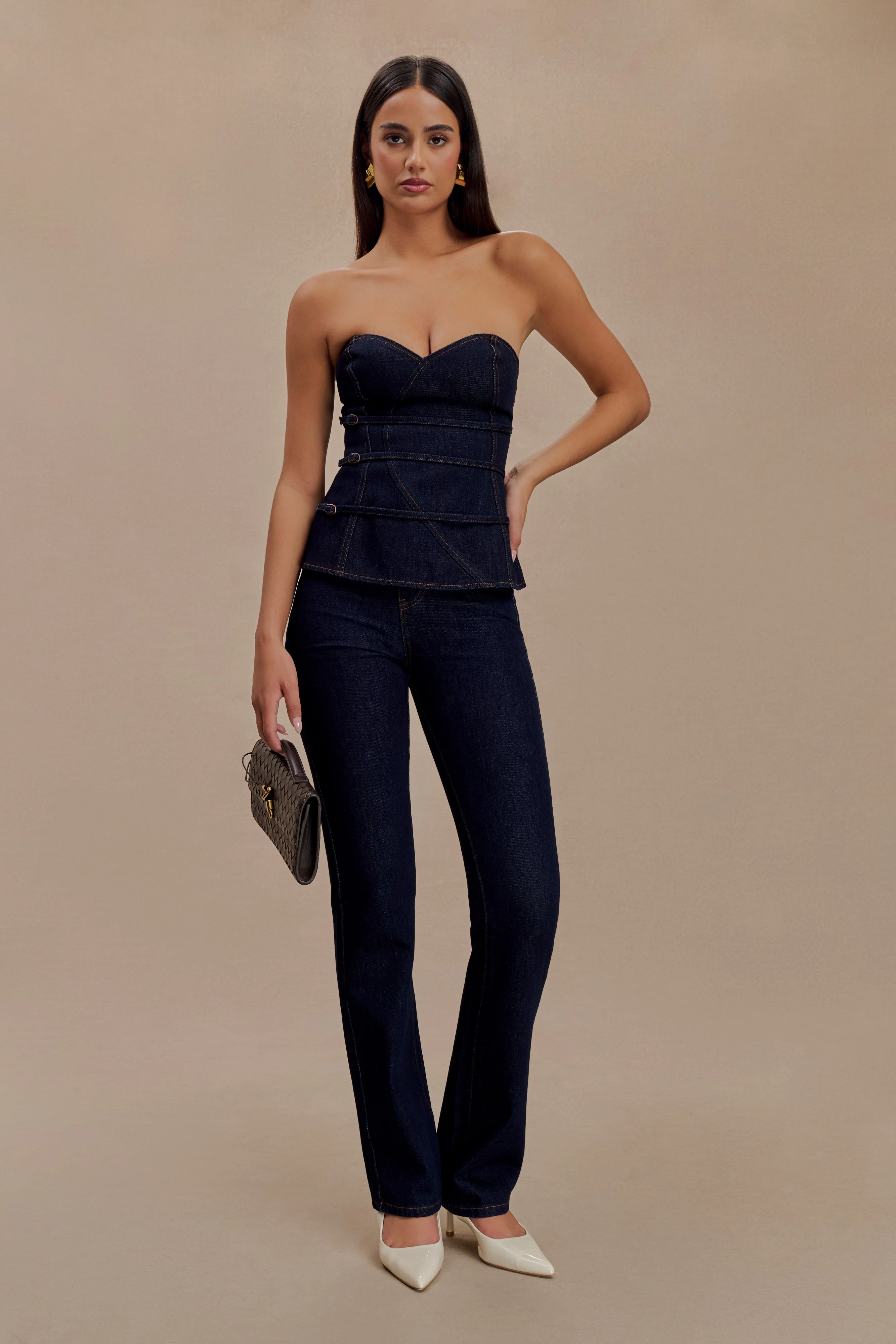 Sylas Strapless Buckle Denim Top - Indigo Blue - Image 7