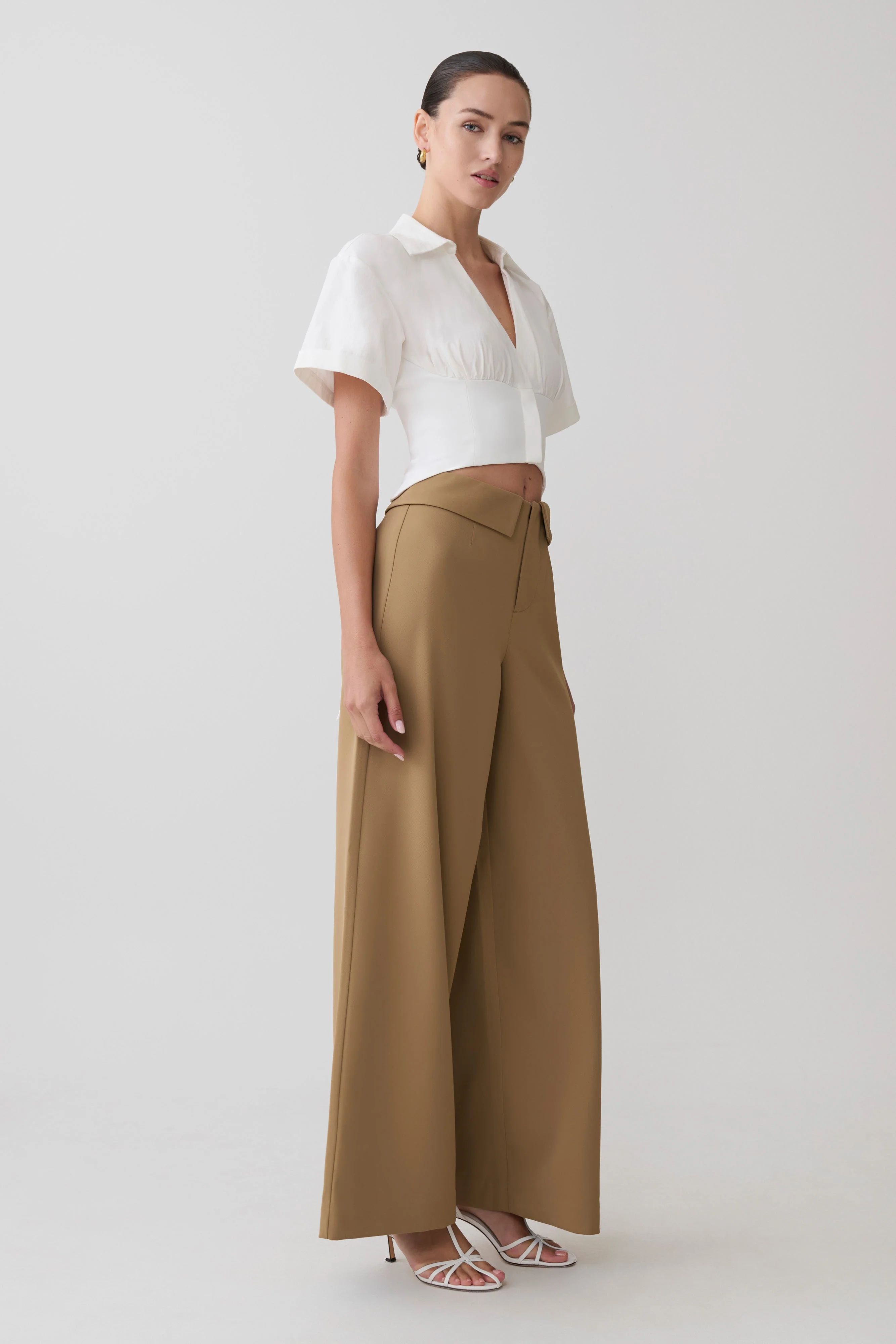 Tanya Wide Leg Suiting Pants - Camel - Image 3