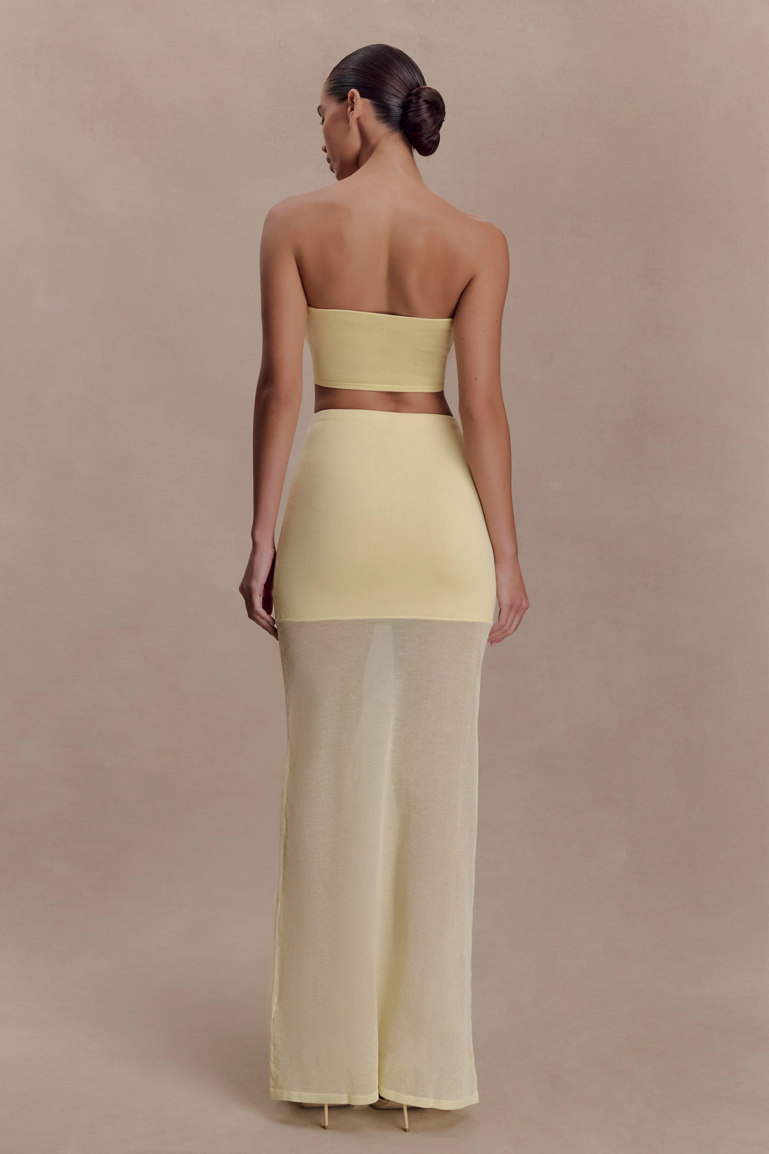 Tanyel Sheer And Bandage Knit Maxi Skirt - Lemon - Image 2