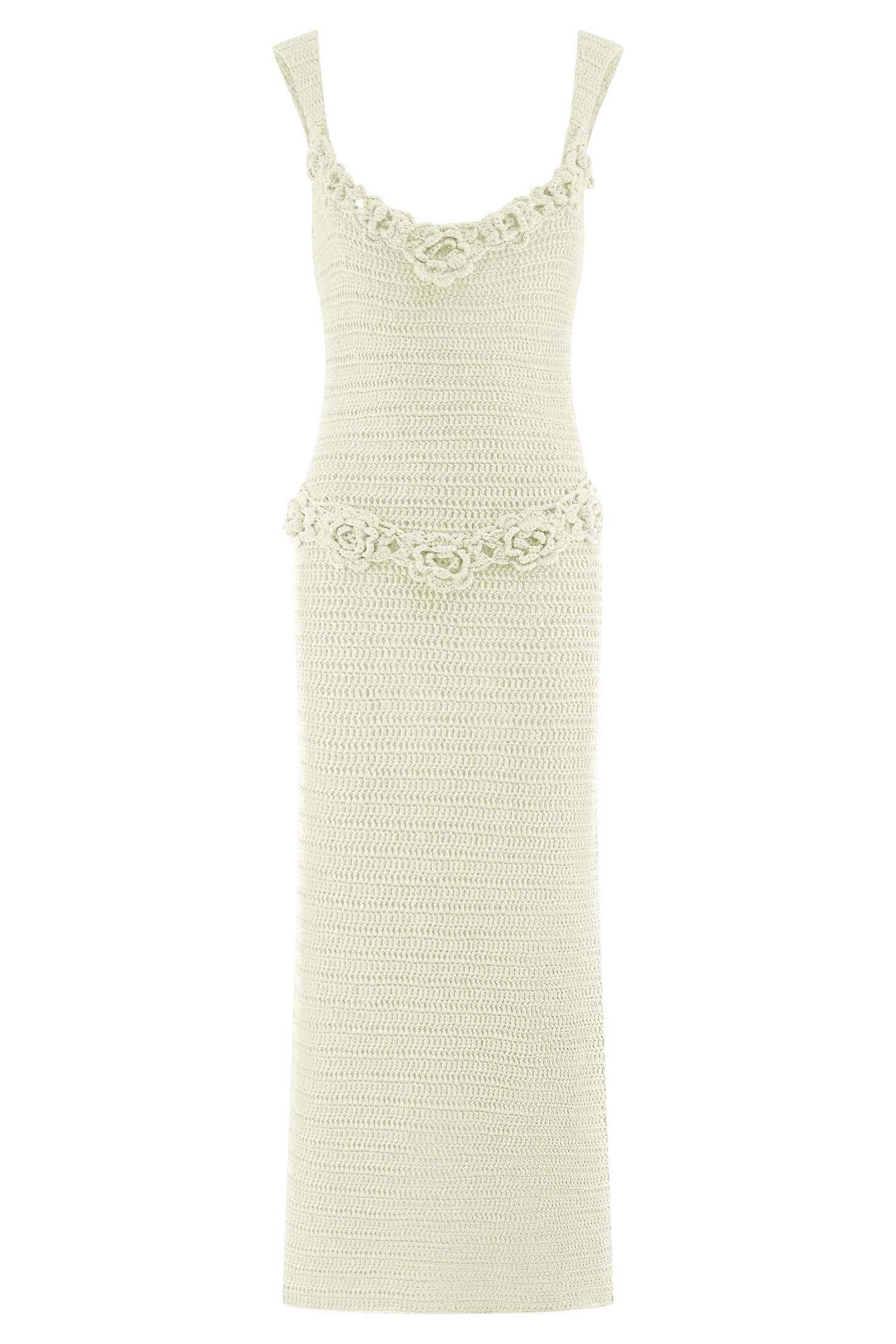 Teagan Floral Hand Crochet Midi Dress - Ivory - Image 11