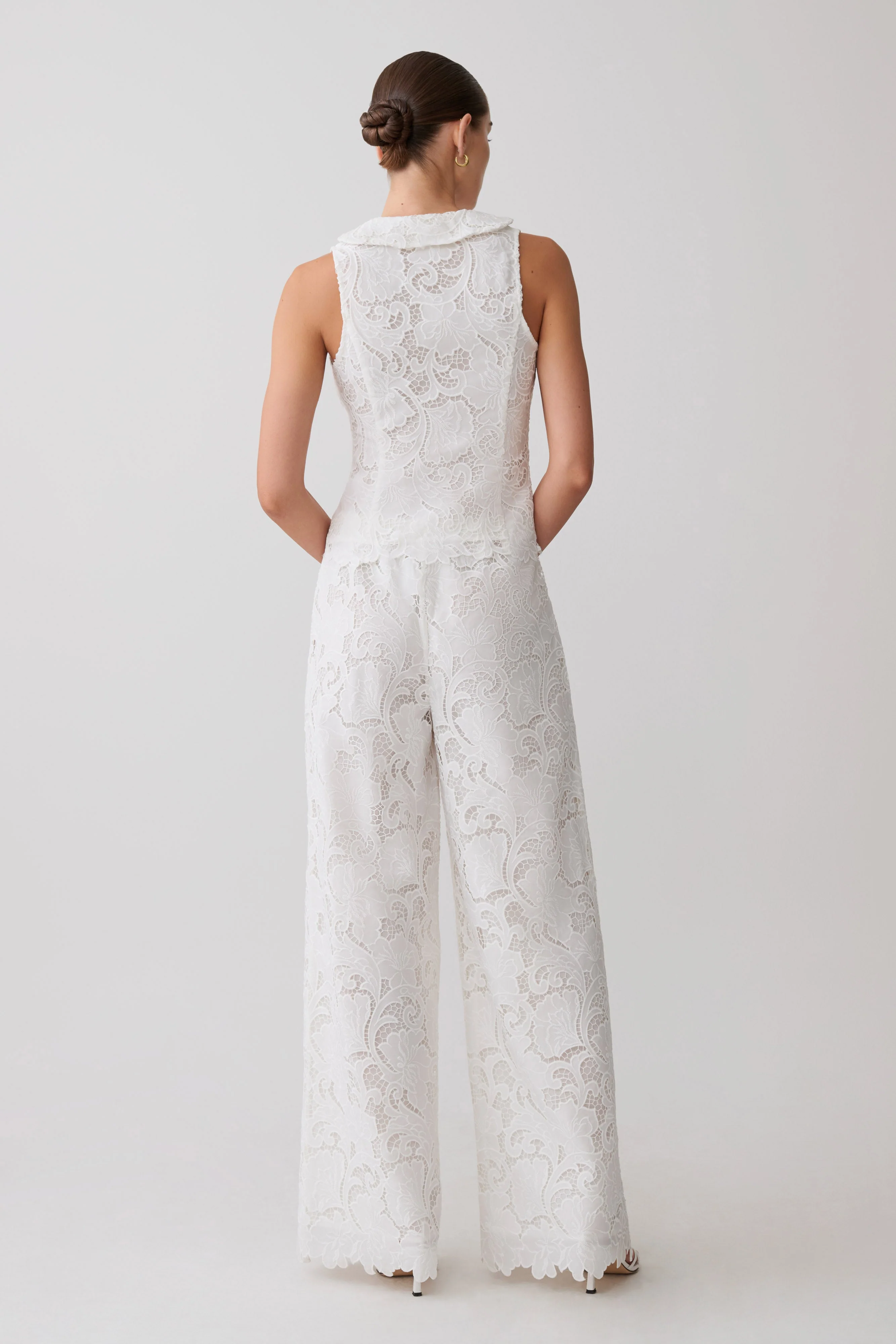 Tessa Broderie Straight Leg Pants - White - Image 2