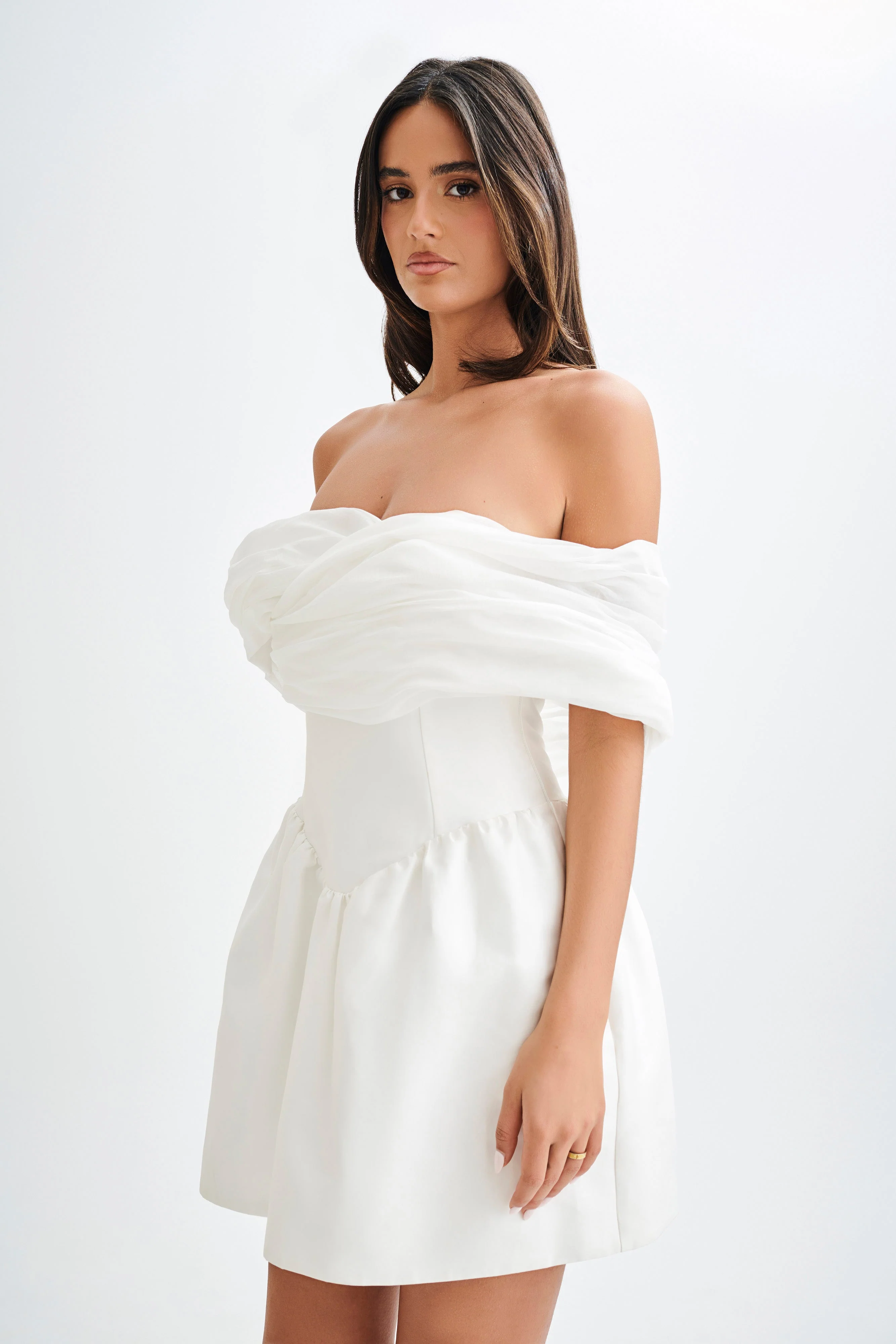 Tessa Structured Mini Dress - White - Image 4