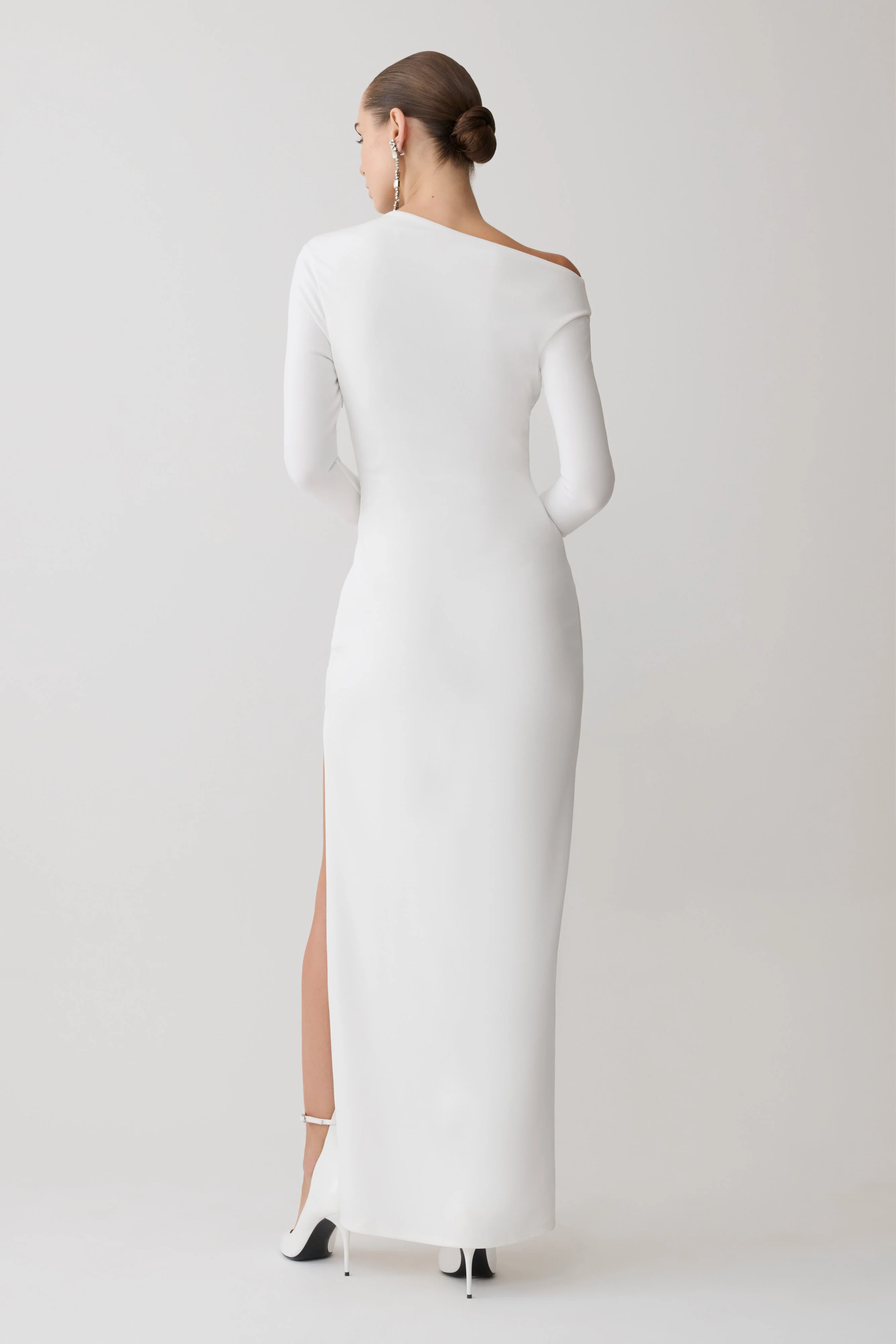 Thalyn Crepe Maxi Dress With Split - White - Image 2