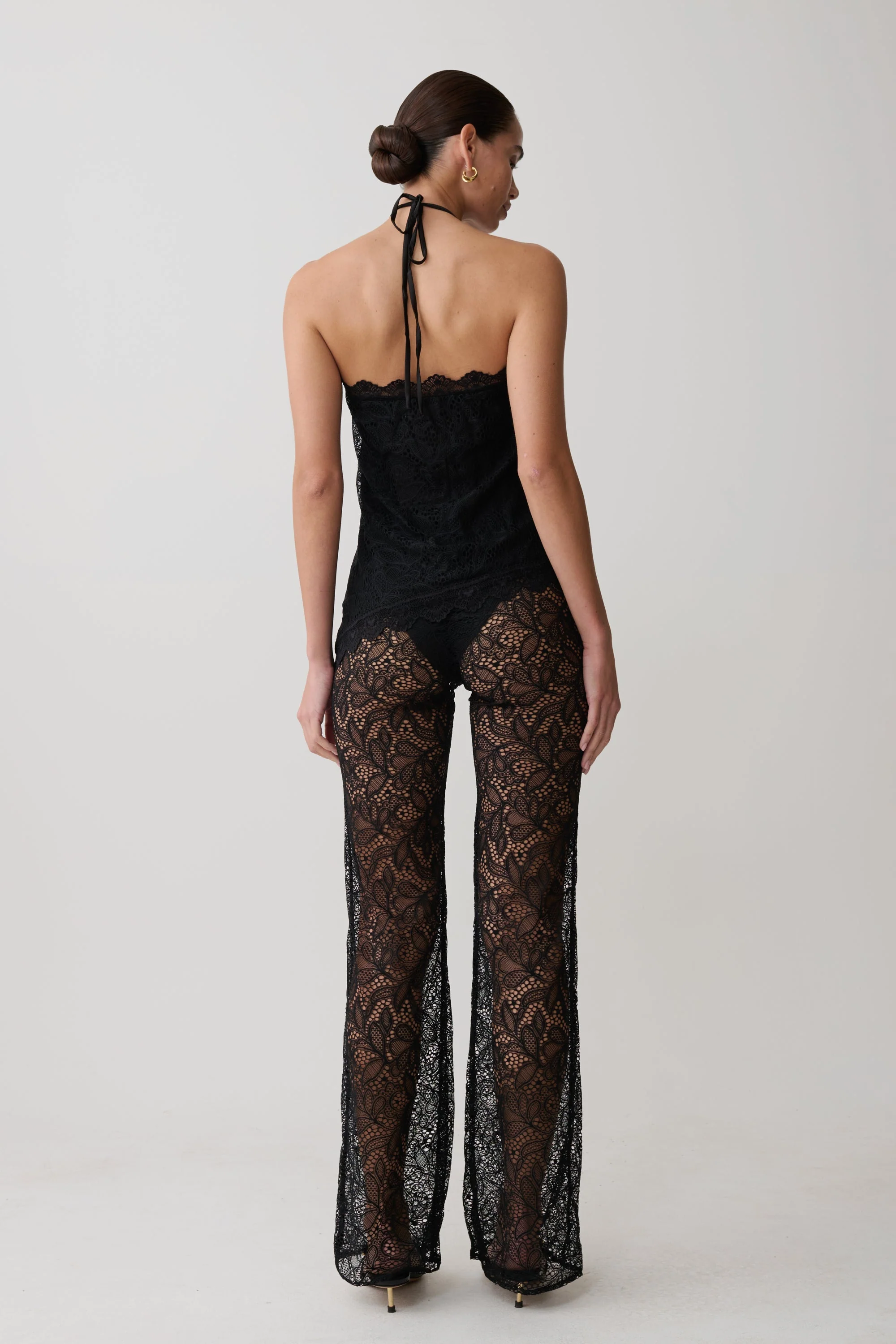 Theodosia Asymmetric Lace Halter Top - Black - Image 10