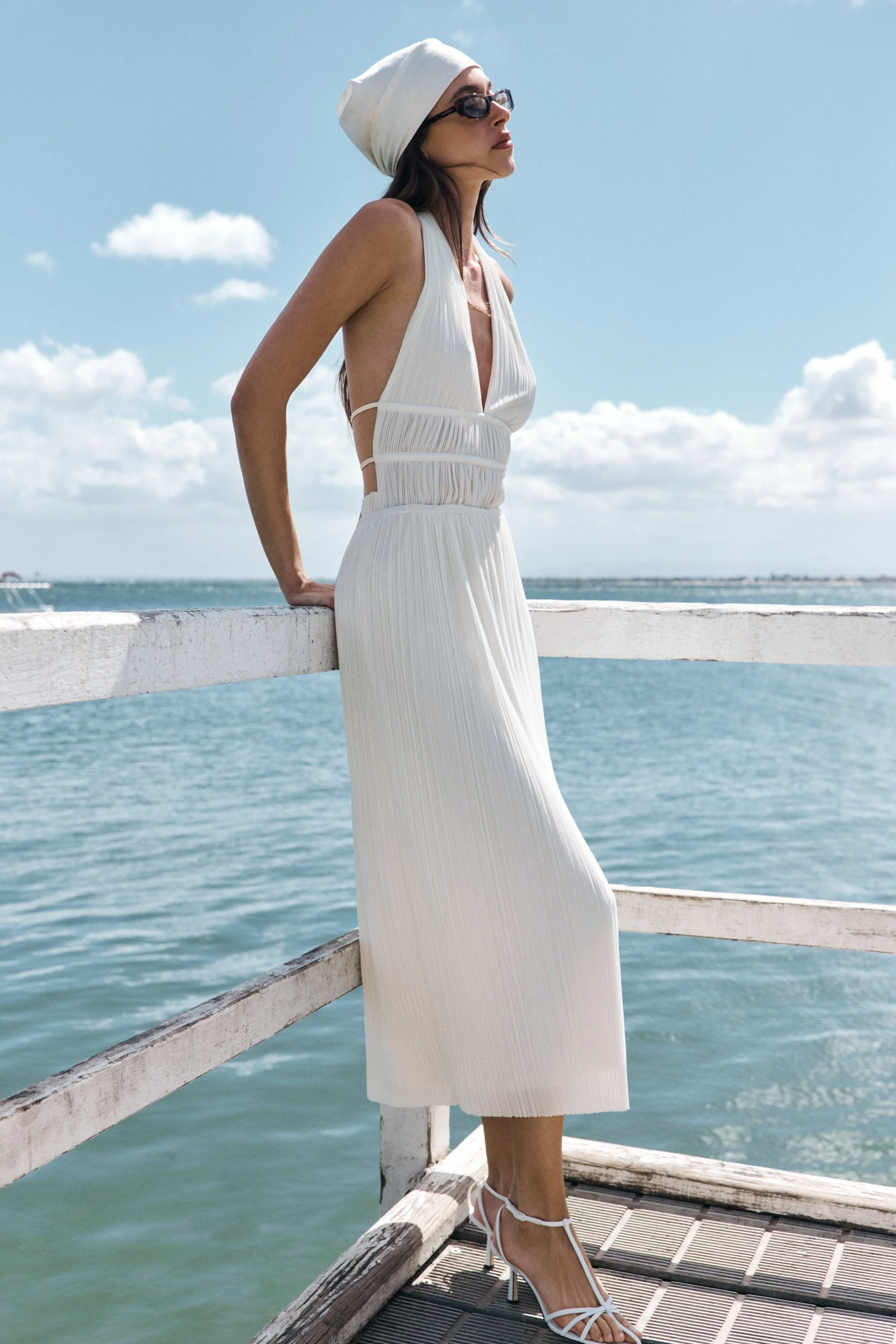 Thien Cowl Halter Midi Dress - Ivory - Image 8