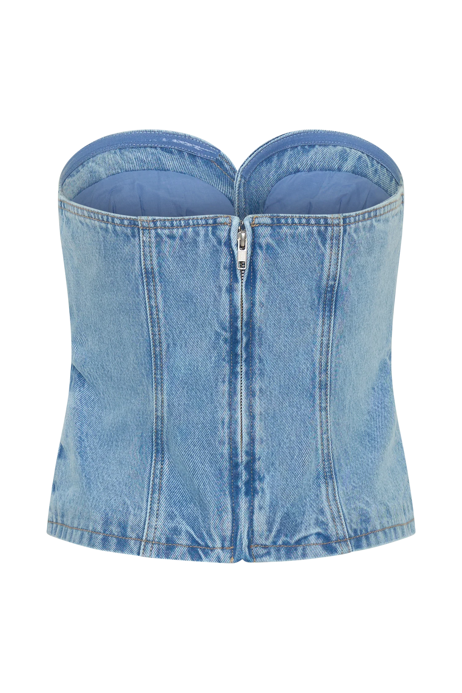 Tommy Strapless Denim Top With Buckle - Classic Blue - Image 9