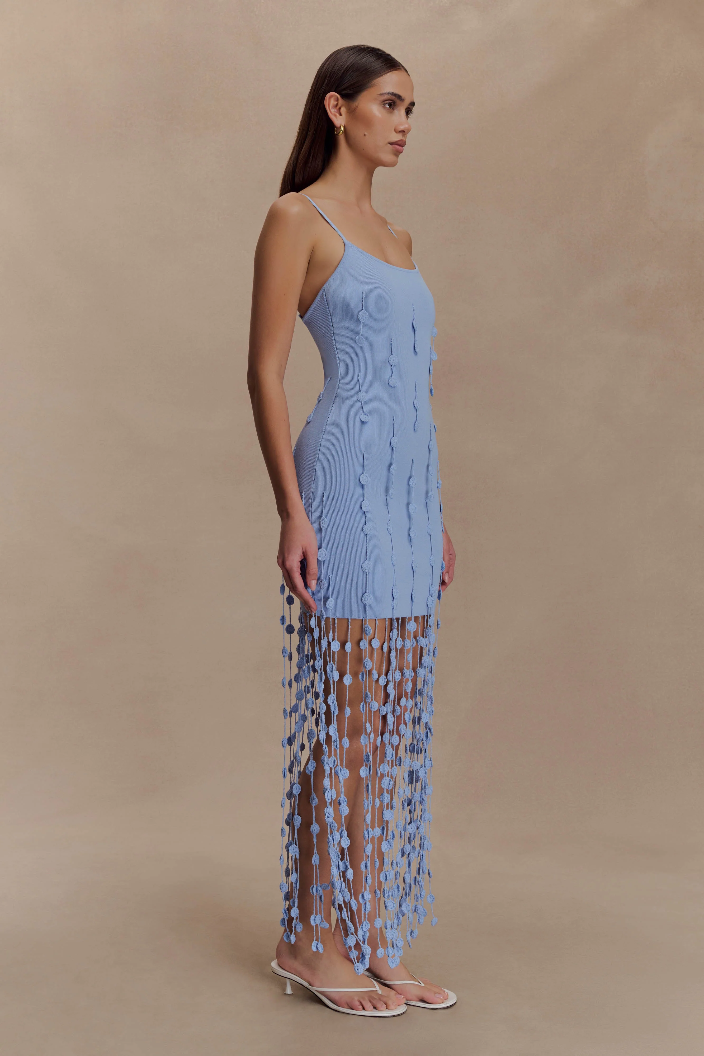 Tove Hand Knit Flower Mini Dress - Blue - Image 2