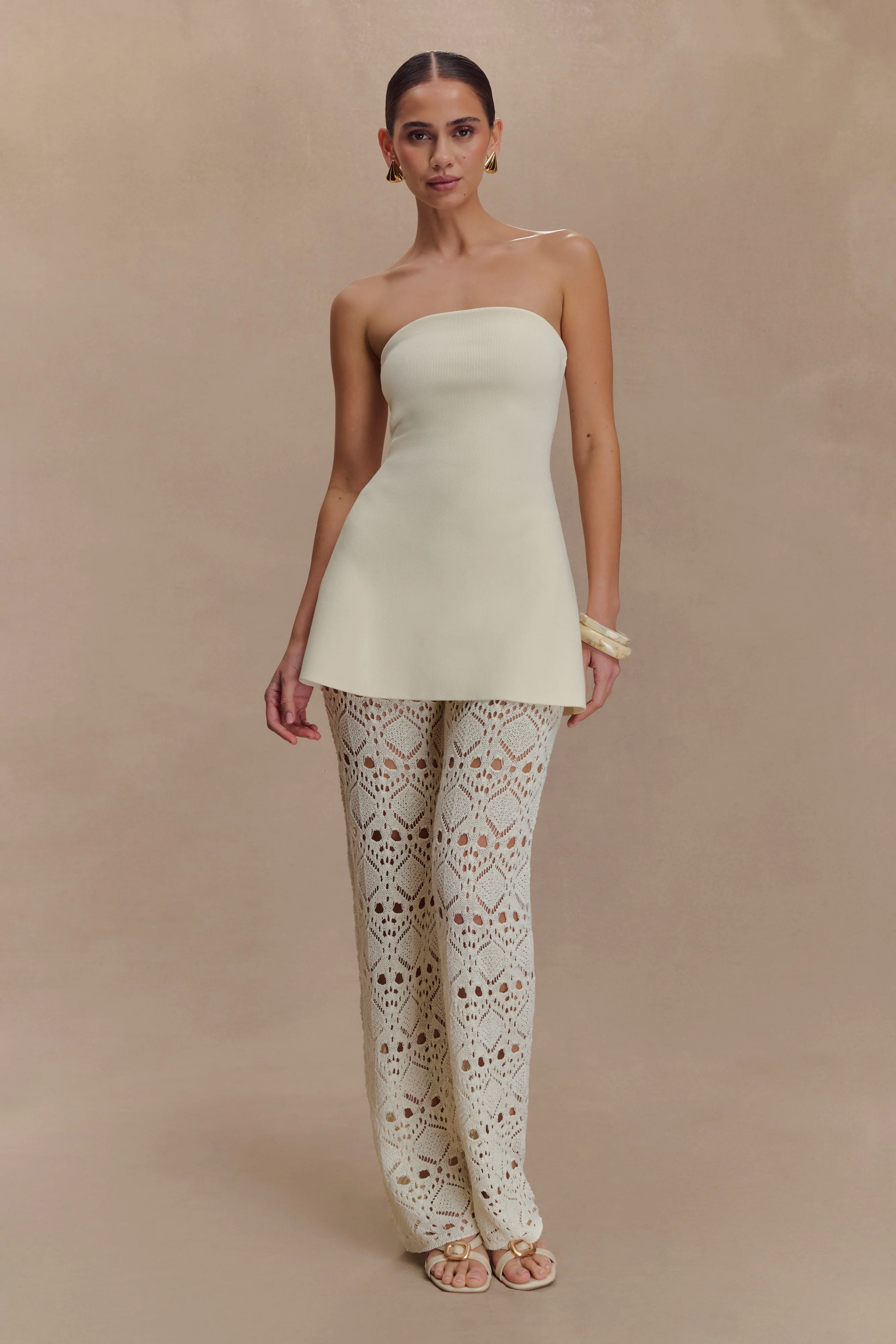 Trena Crochet Knit Pants - Ivory - Image 6