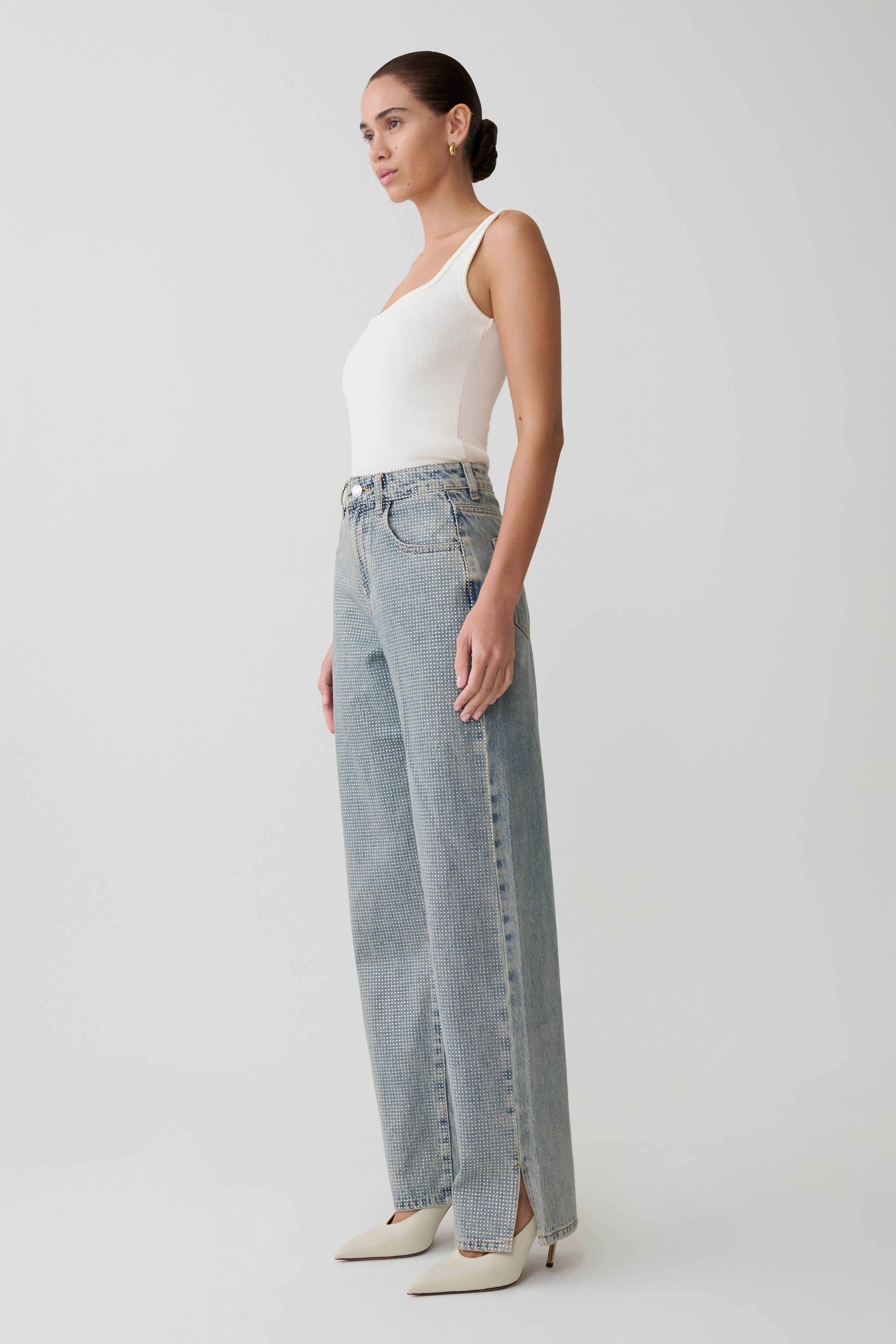 Tyla Diamante Denim Jeans - Blue/Green - Image 6