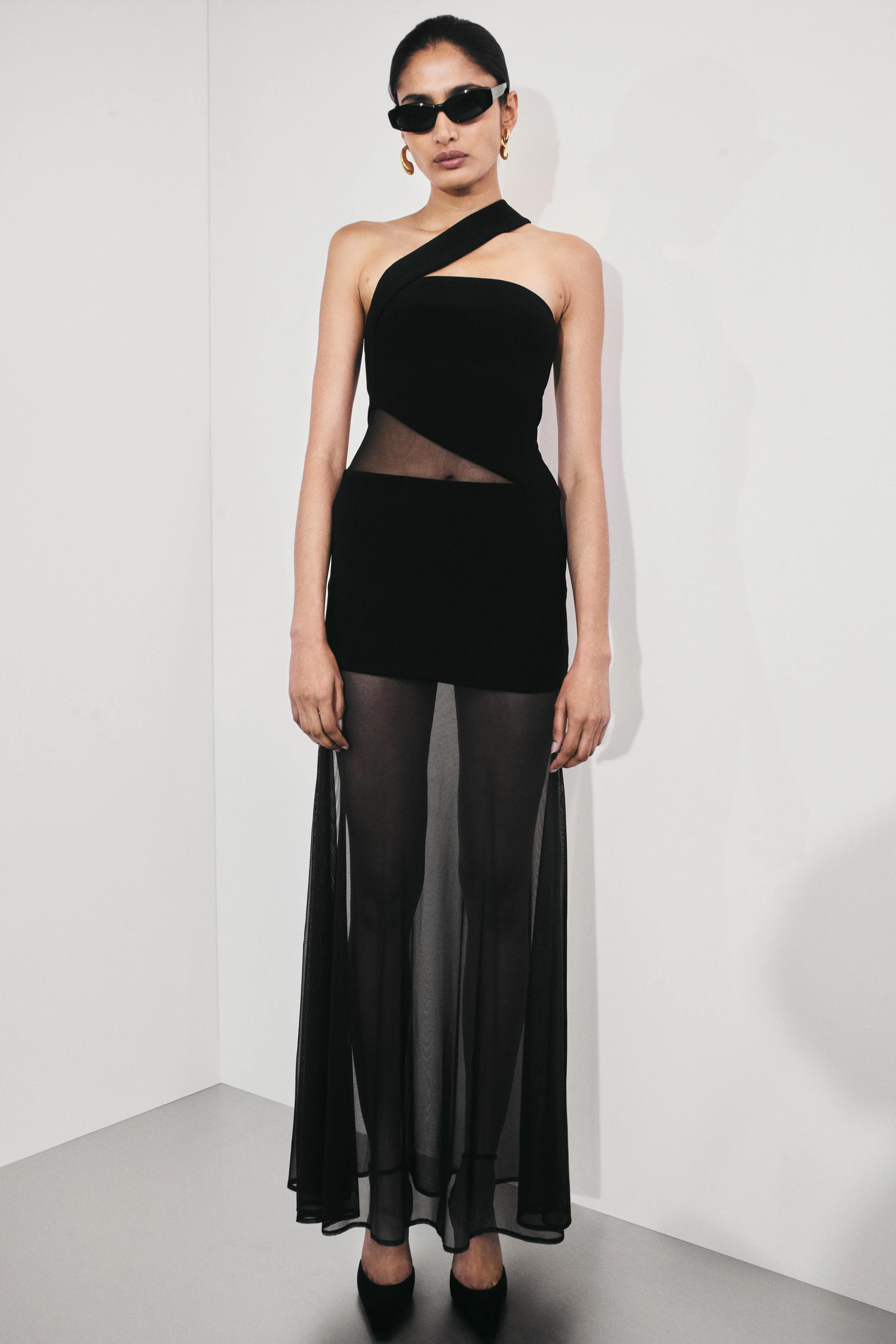 Vashti Cut Out Mesh Maxi Dress - Black - Image 8