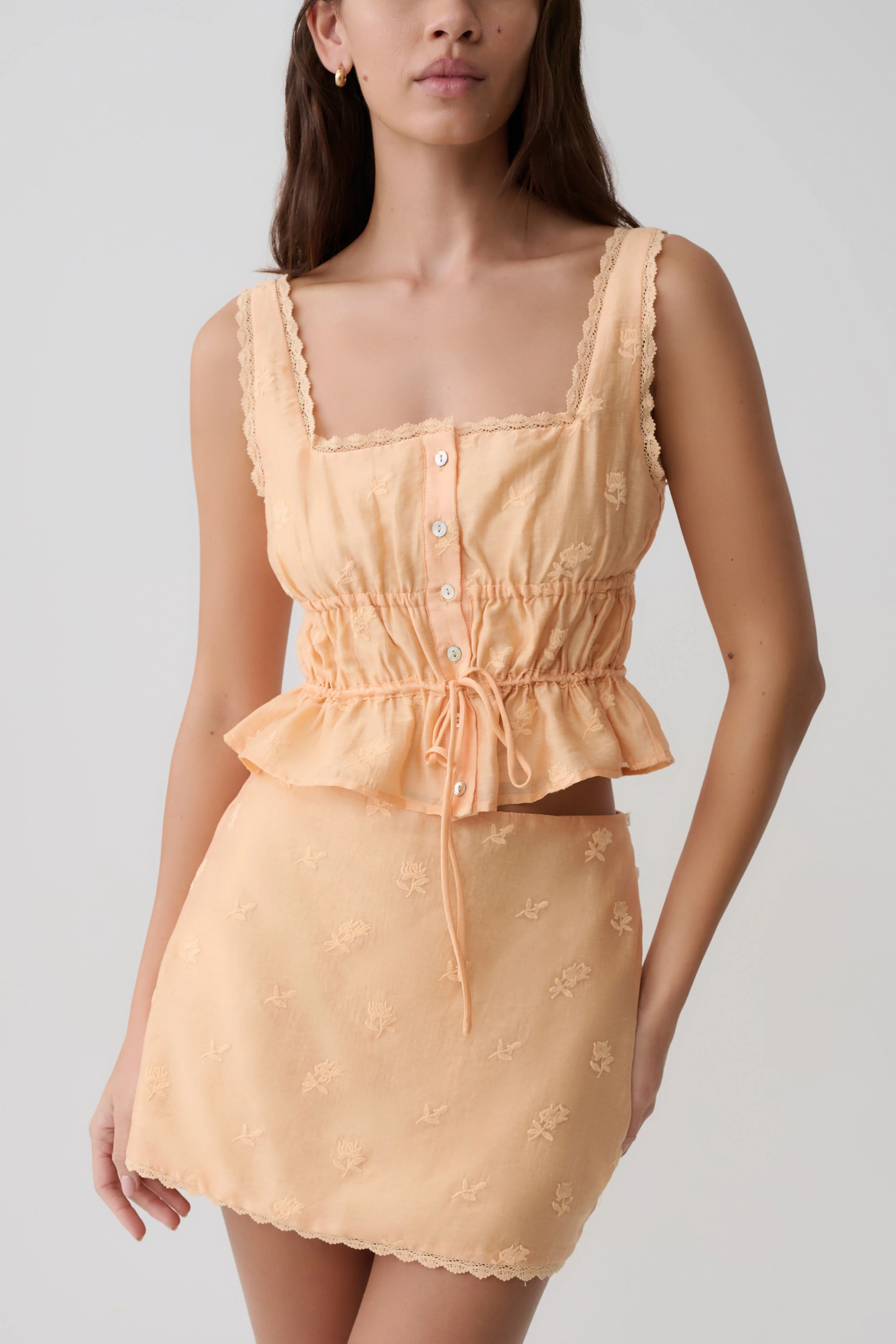 Vivian Embroidered Sleeveless Top - Orange - Image 3