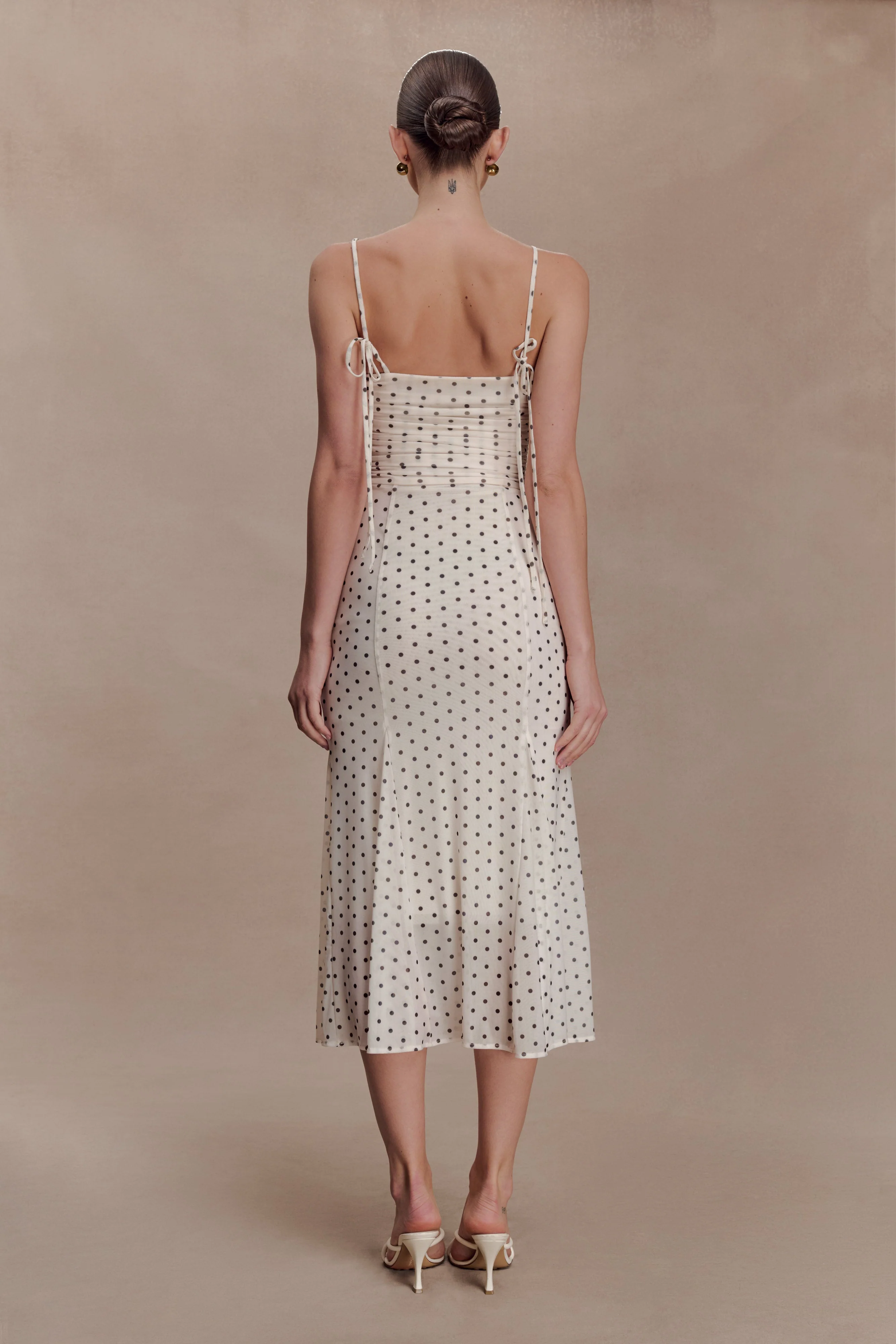 Willa Gathered Mesh Midi Dress - Polka Dot - Image 2