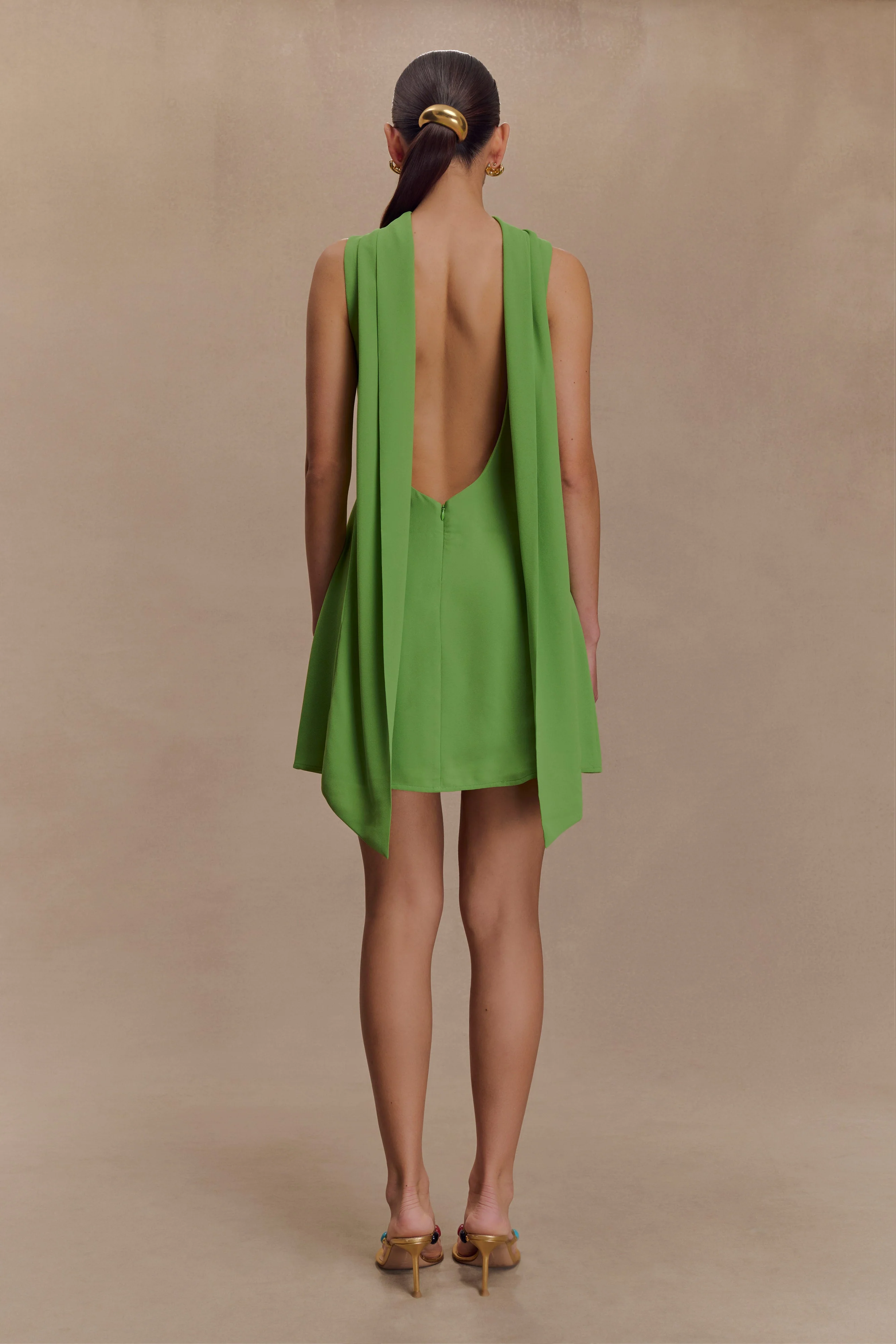 Wynter Scarf Draped Mini Dress - Green - Image 3