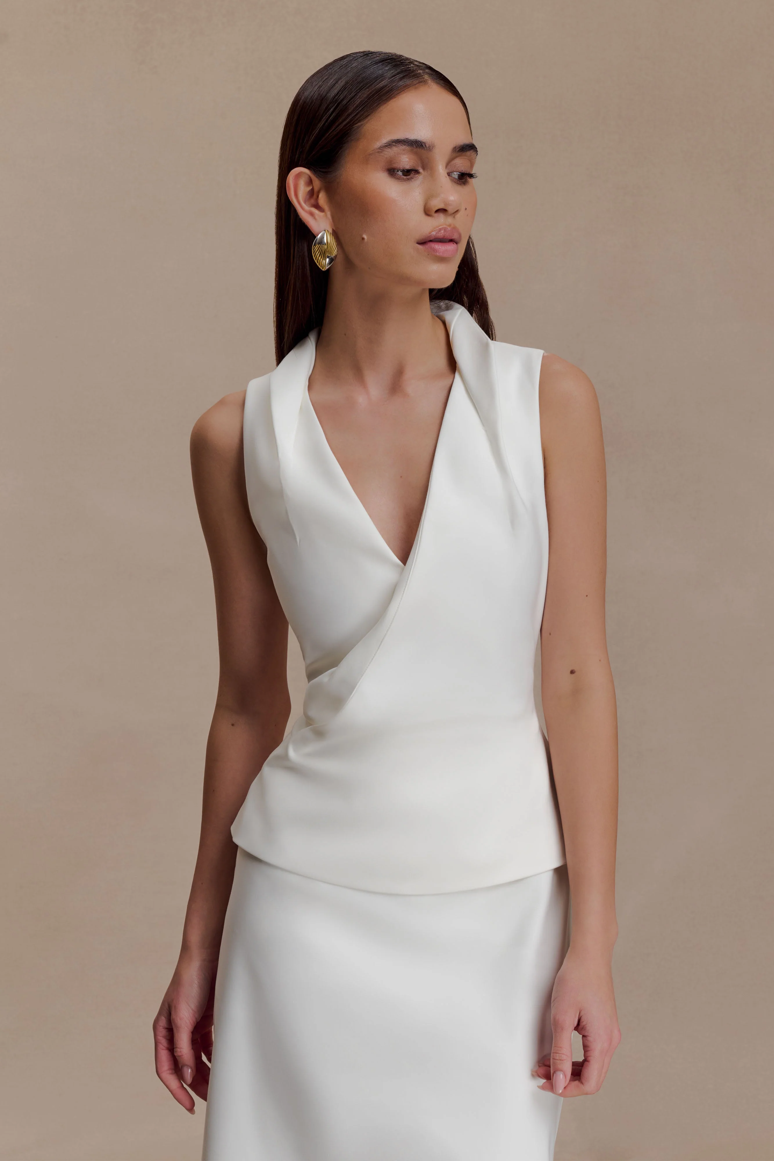 Yanina Cotton Halter Midi Dress - White - Image 6