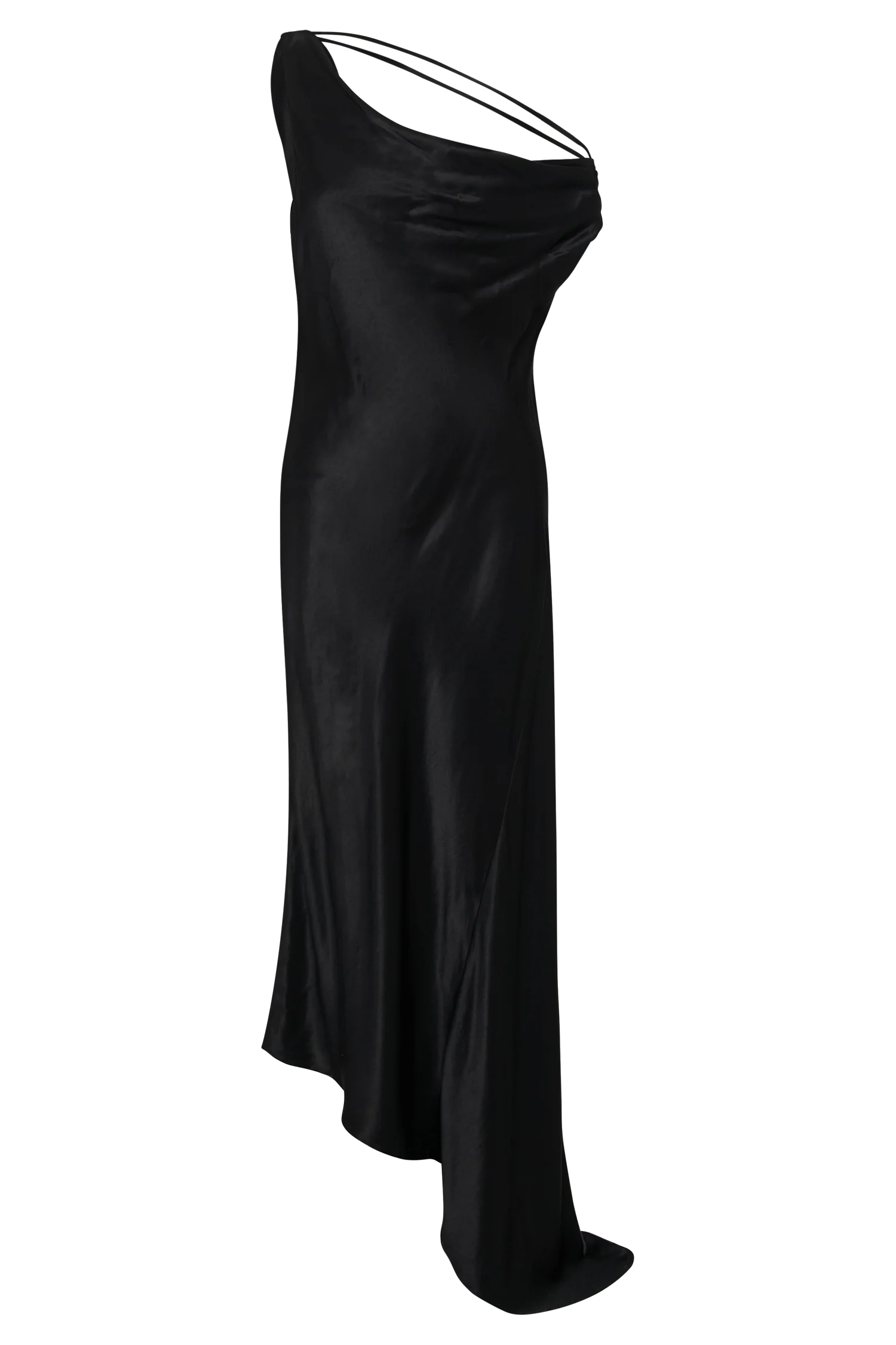 Yvette Slip Maxi Dress With Asymmetrical Hem - Black - Image 7