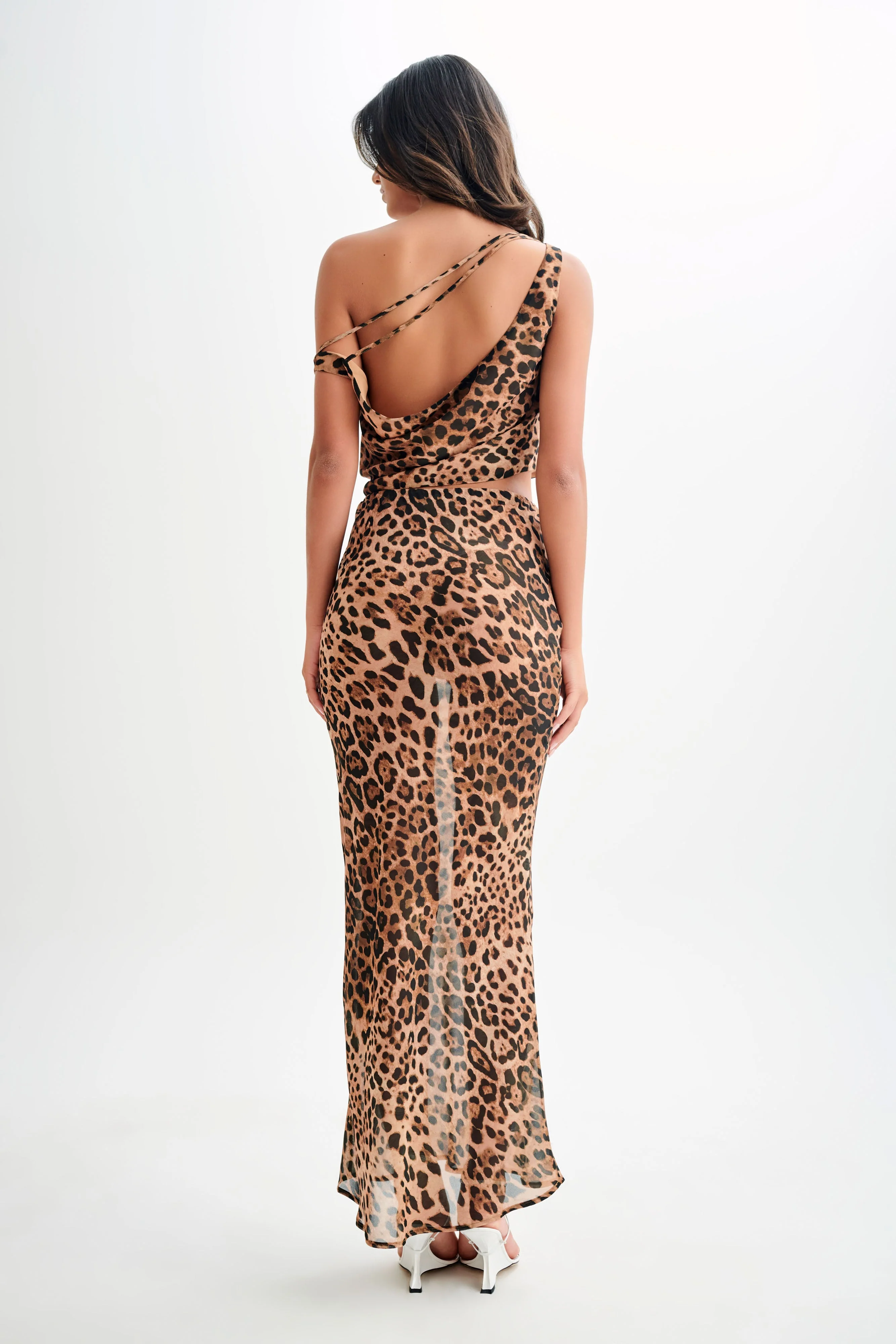 Yvonne Chiffon Off Shoulder Top - Leopard Print - Image 6