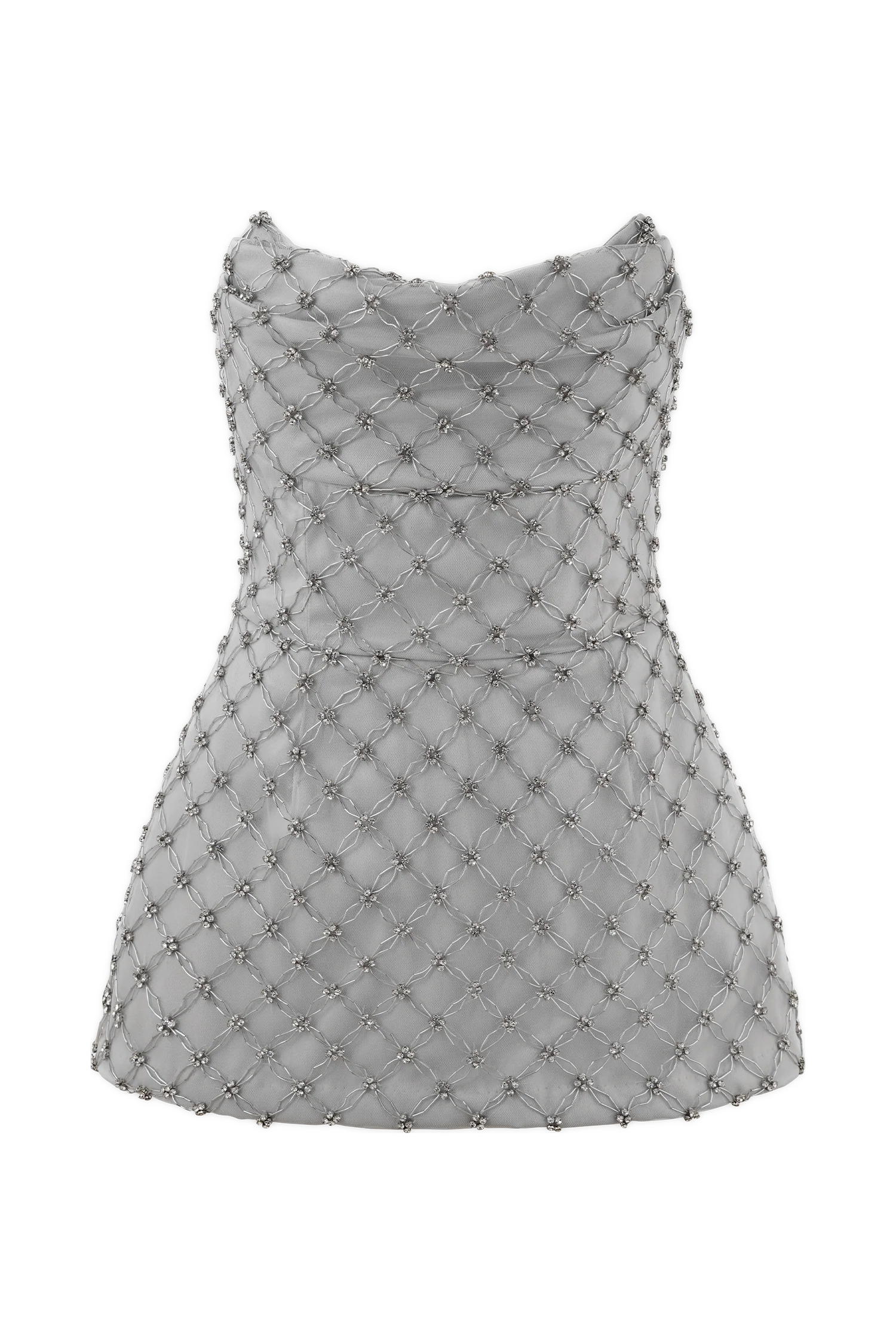 Zuri Hand Beaded Embellished Peplum Corset - Silver - Image 8